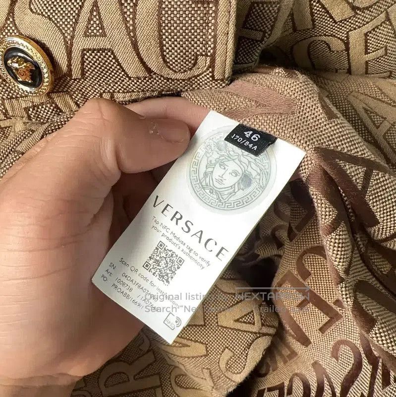 Versace Versace Men's Beige Cotton Jacket with Logo . Size US L / EU 52-54 / 3 - 4 Thumbnail