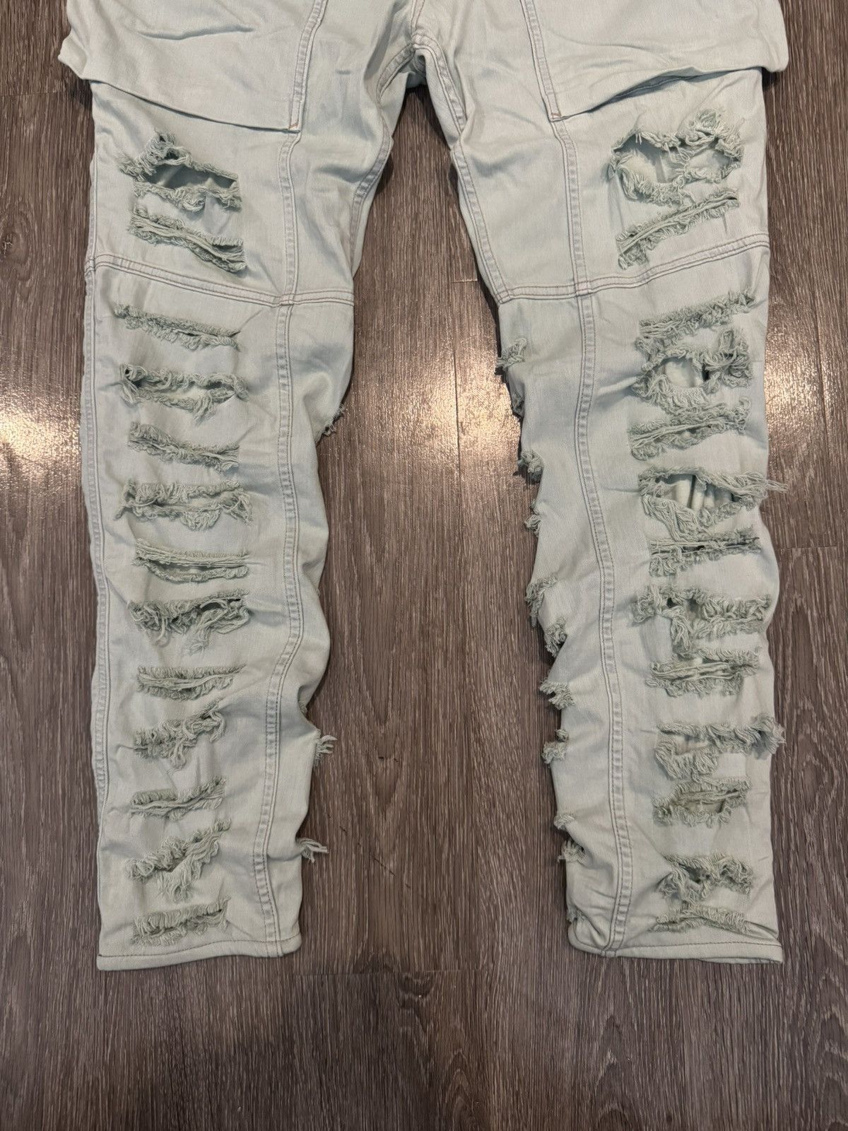 Rick Owens Rick Owens Easy Creatch Cargo Pants in Shredded Aqua FW22 Size US 34 / EU 50 - 5 Thumbnail