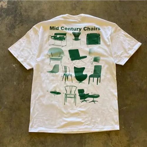 Japanese Brand White casual retro chair print t-shirt Size US M / EU 48-50 / 2 - 1 Thumbnail
