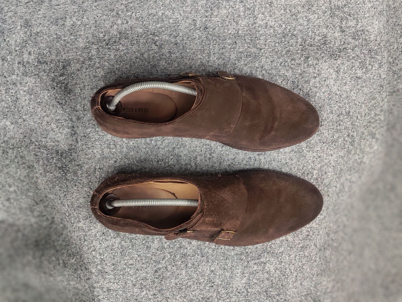 Vintage Gordon Bros Design Brown suede monk shoes with two straps Size US 12 / EU 45 - 3 Thumbnail