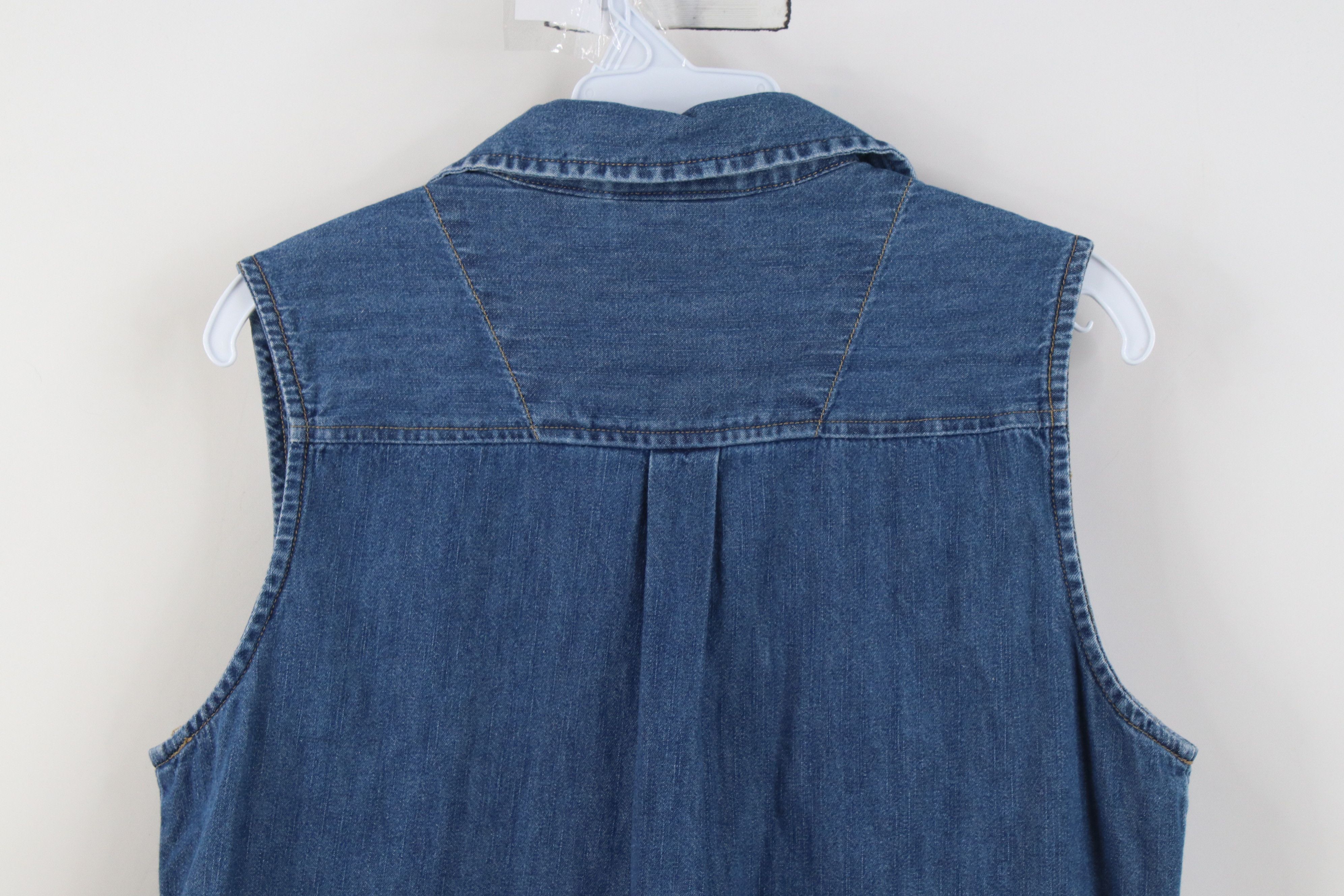 Vintage Vintage 90s Babydoll Full Zip Denim Jean Vest Jacket Size M / US 6-8 / IT 42-44 - 9 Thumbnail