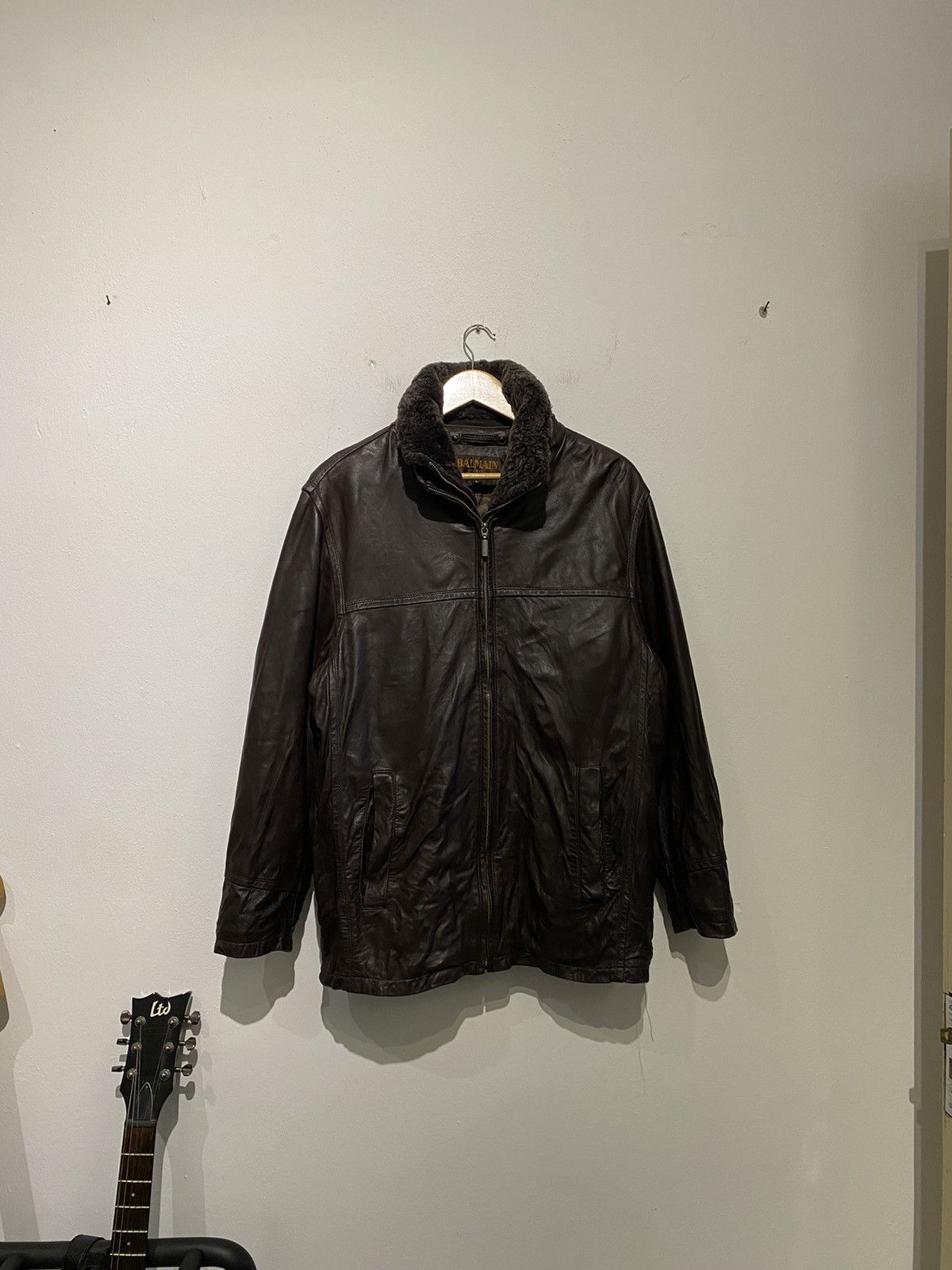 Balmain × Luxury × Vintage Vintage Balmain Paris Fur Neck Leather 