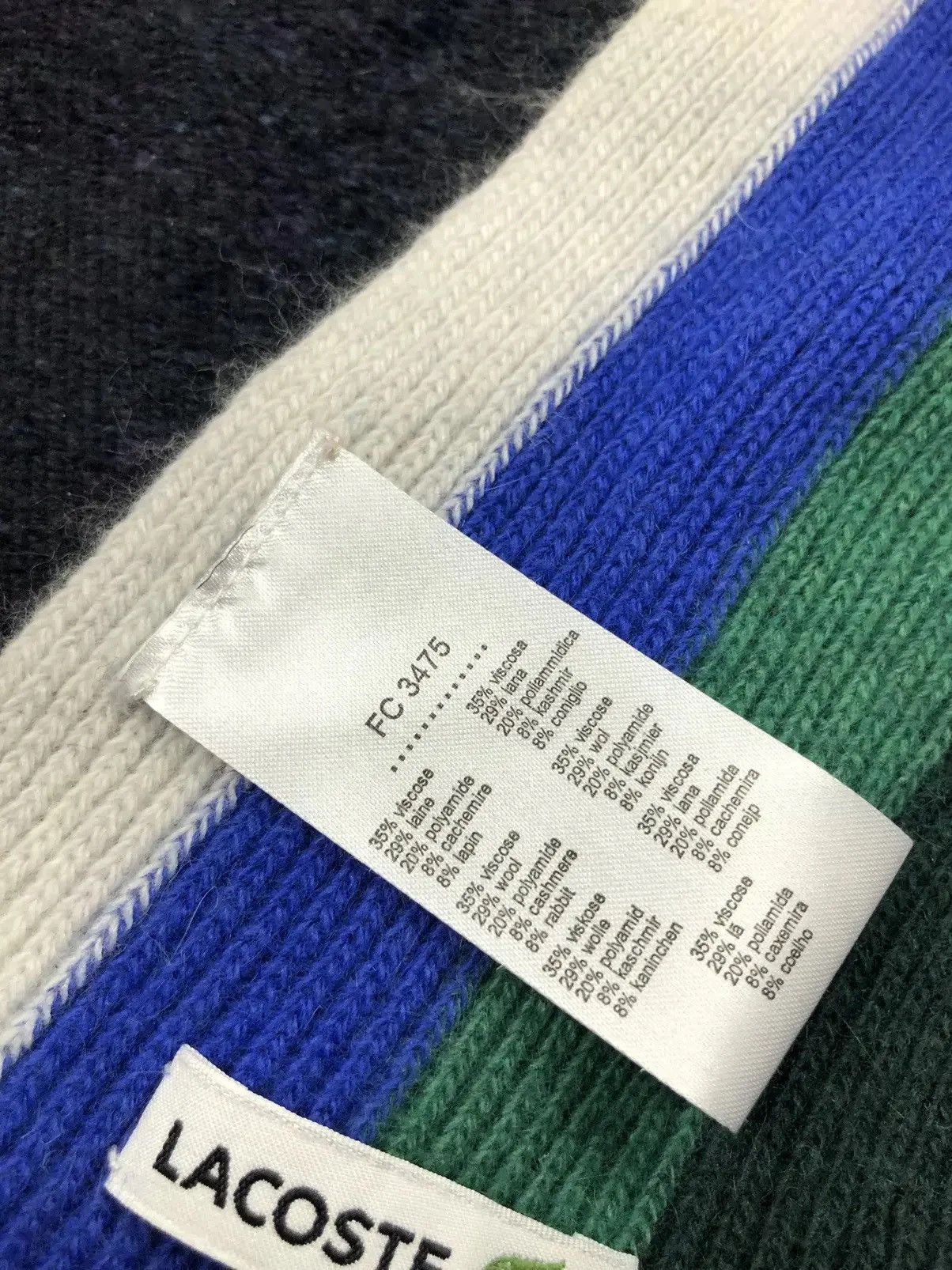 Lacoste LACOSTE Hype Multicolor Y2k Wool Knitted Scarf Streetwear Size ONE SIZE - 7 Thumbnail