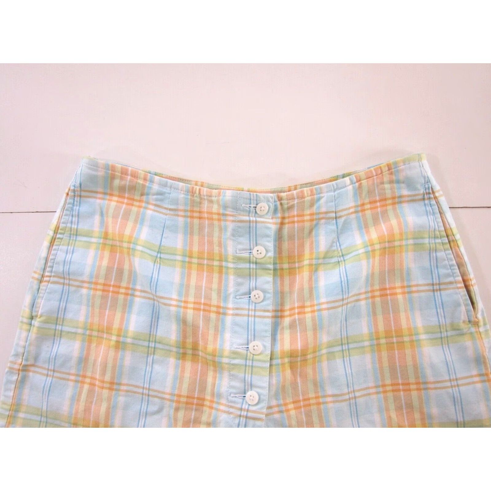 Liz Claiborne VINTAGE Liz Claiborne Golf Cotton Stretch Blue Orange Plaid Skirt Skort Women 8 Size 30" / US 8 / IT 44 - 3 Thumbnail