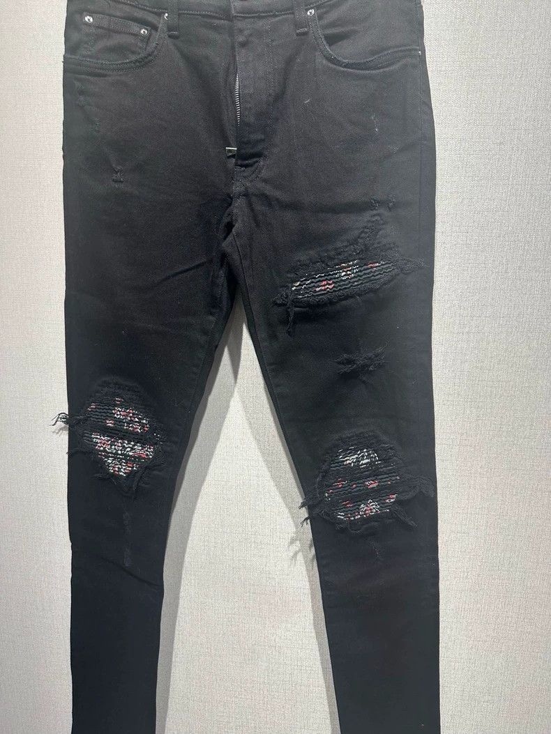 Other Amiri Red Cashew Flower Patch Leather Black Jeans Size US 31 - 5 Thumbnail