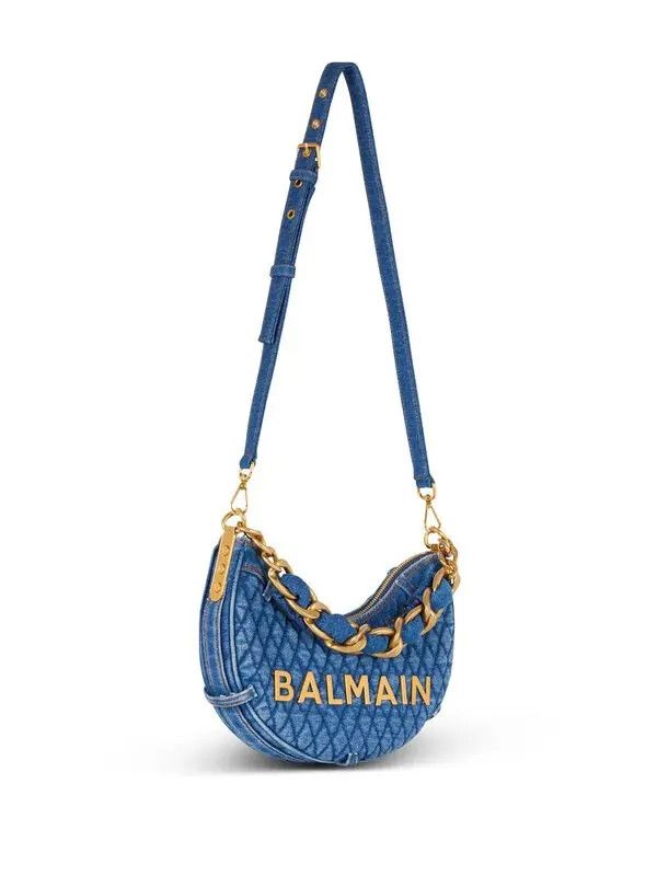 Balmain o1s1wg111225 Size:OS/1945 Soft Moon Shoulder Bag in Blue Size ONE SIZE - 3 Thumbnail