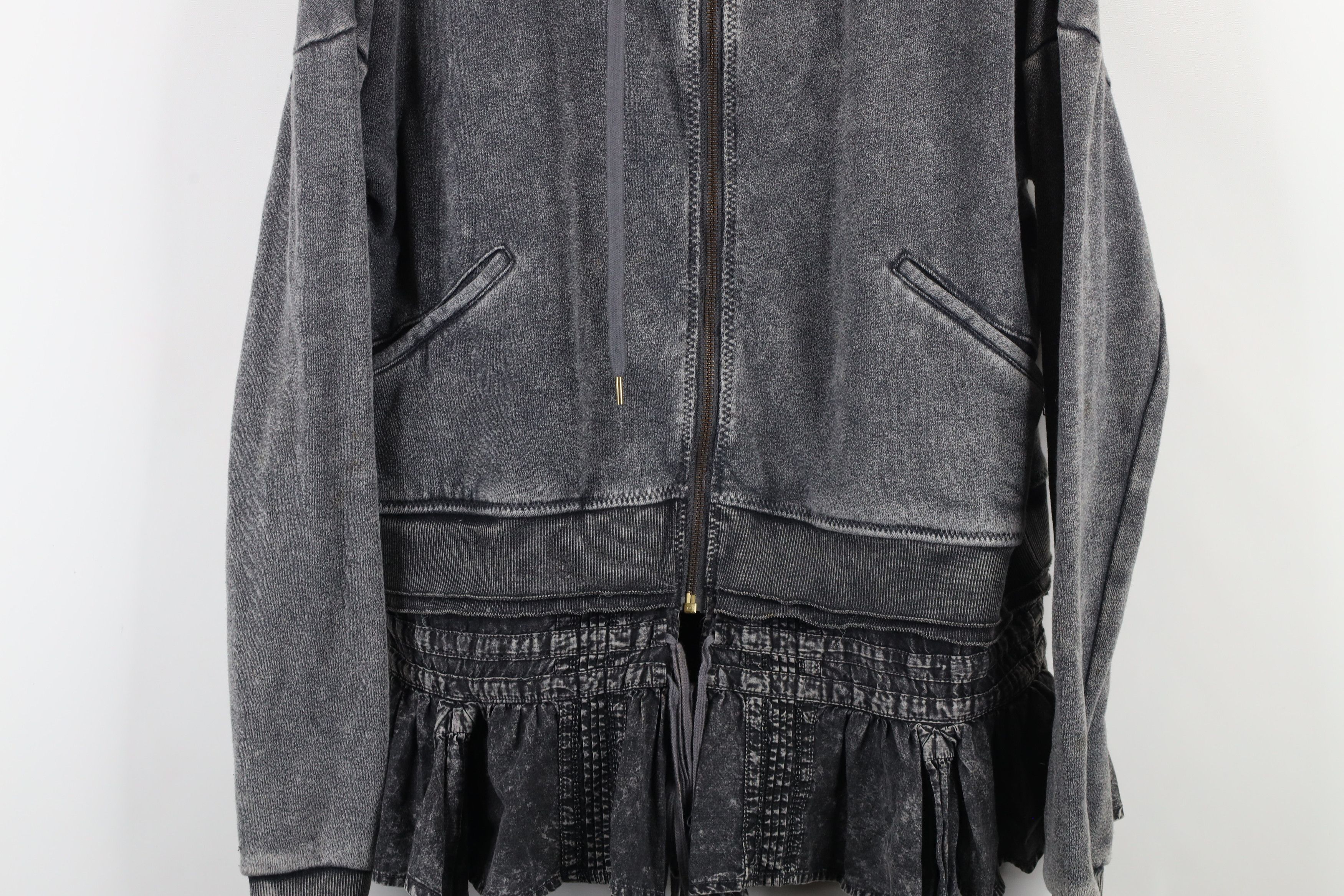 Free People × Vintage Free People Acid Wash Ruffled Full Zip Hoodie Sweatshirt Size S / US 4 / IT 40 - 3 Thumbnail