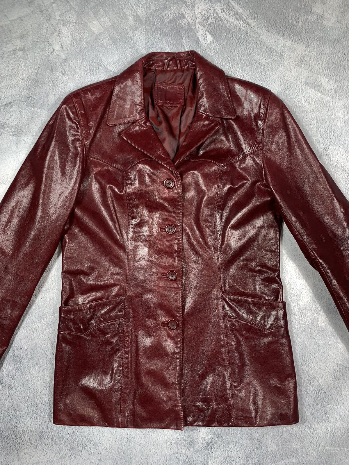 Leather × Vintage Vintage 90s Opium Elongated Leather blazer Jacket size M Size M / US 6-8 / IT 42-44 - 7 Thumbnail