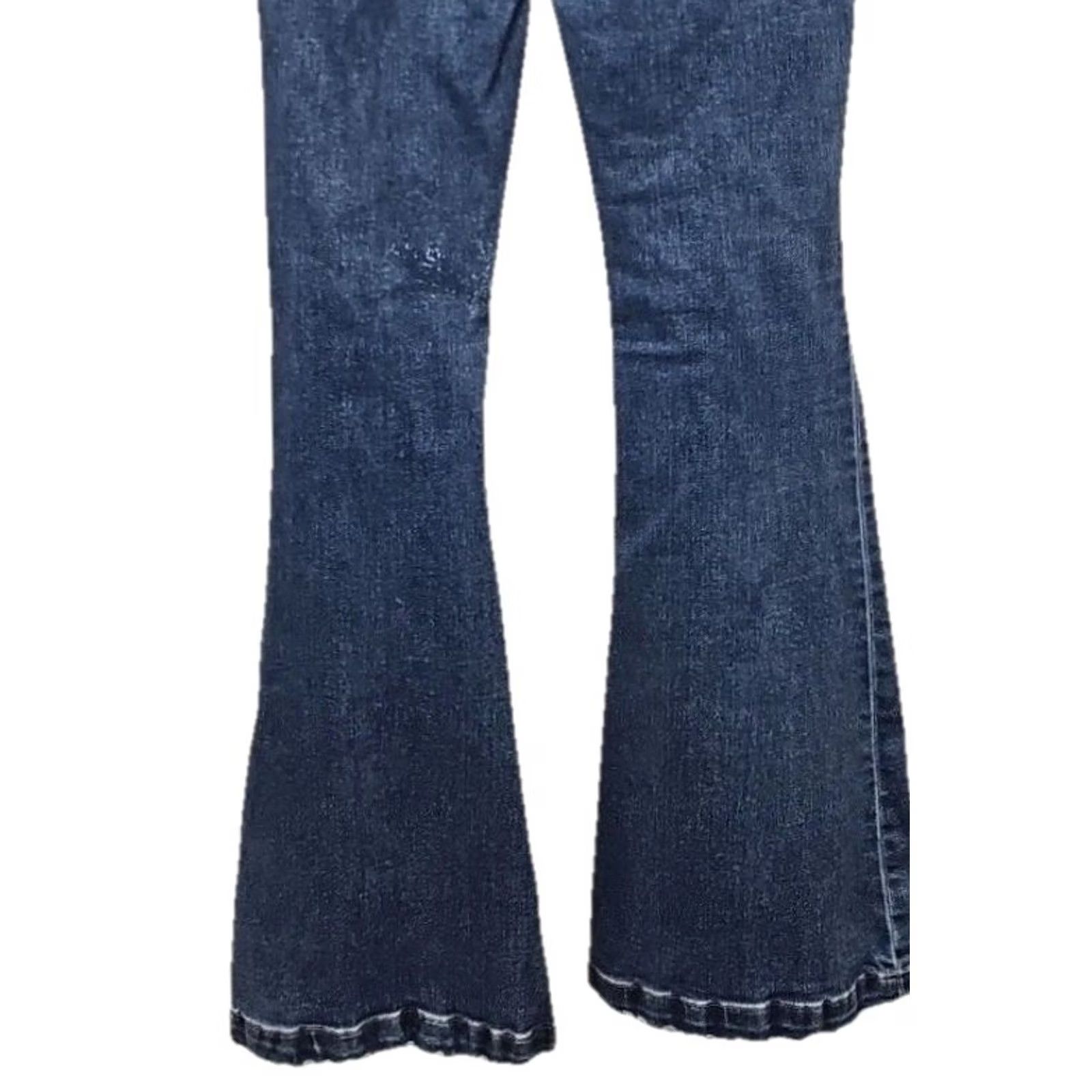 Vintage Zenana Womens High Rise Flare Jeans Size 24 Button Fly Distressed Stretch Denim Blue 29 Inseam Regular Rise Jeans Womens 24 Regular XS? Size 42" / US 20 - 6 Thumbnail
