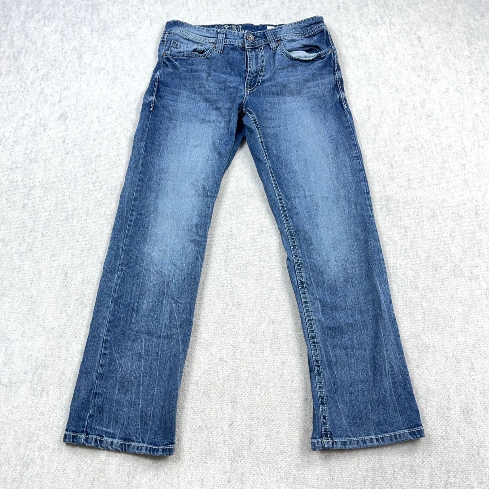 Denime AXEL Jeans Men 32x32 Slim Bootcut Medium Wash Denim Pants 5-Pocket Faded Blue Size US 32 / EU 48 - 3 Thumbnail