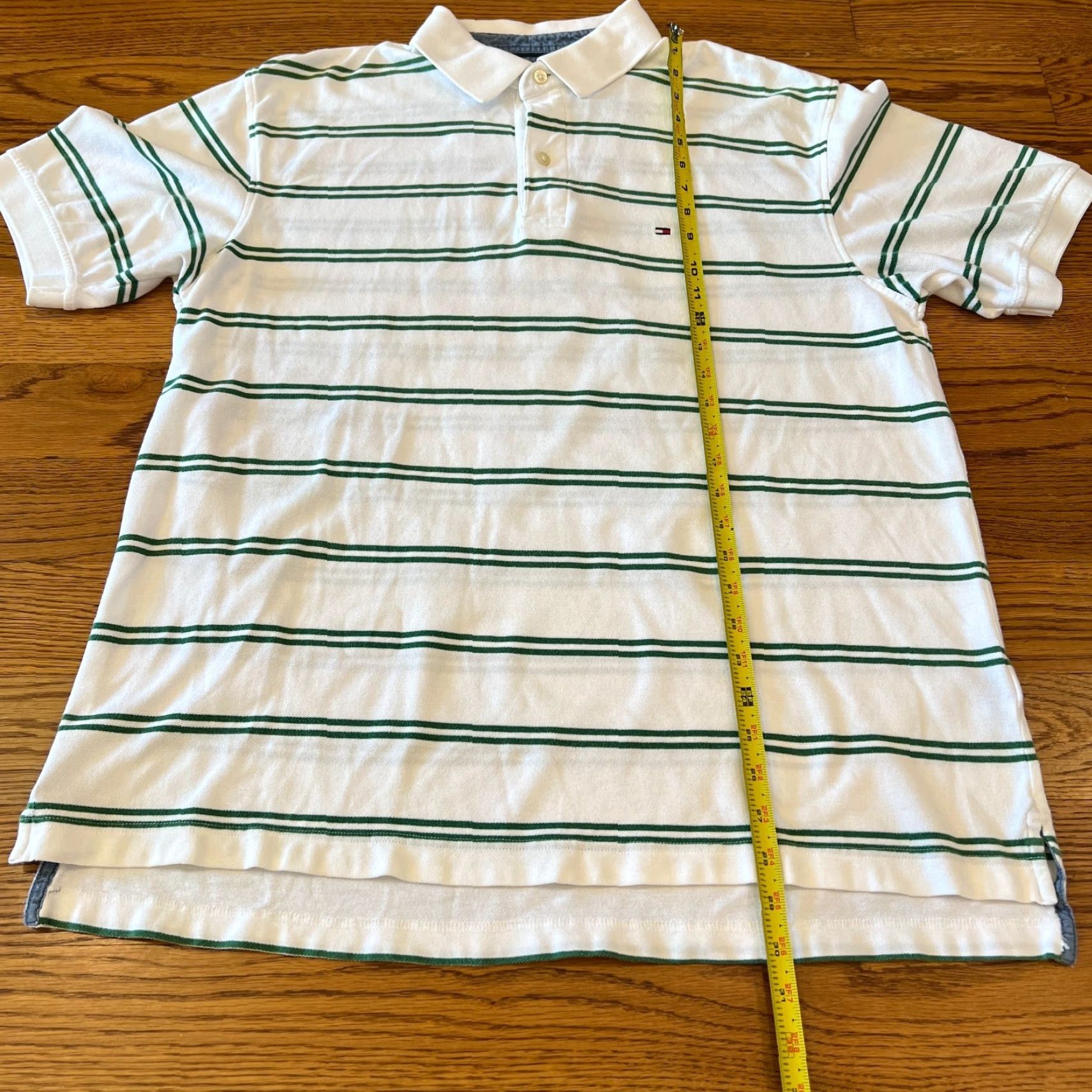 Tommy Hilfiger VINTAGE Tommy Hilfiger Polo Shirt Men XL Short Sleeve Striped White Green Knit Logo Casual Size US XL / EU 56 / 4 - 7 Thumbnail