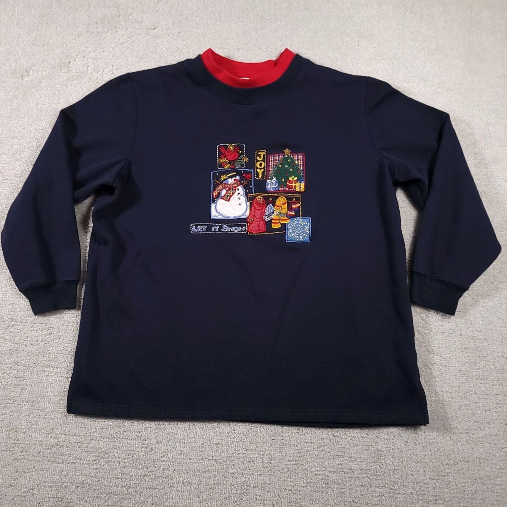 Vintage VINTAGE Bobbie Brooks Sweatshirt Women 14W 16W Embroidered Granny Let It Snow Winter Crew Neck Pullover Knit Long Sleeve Blue 90s Womens Size XL / US 12-14 / IT 48-50 - 2 Thumbnail