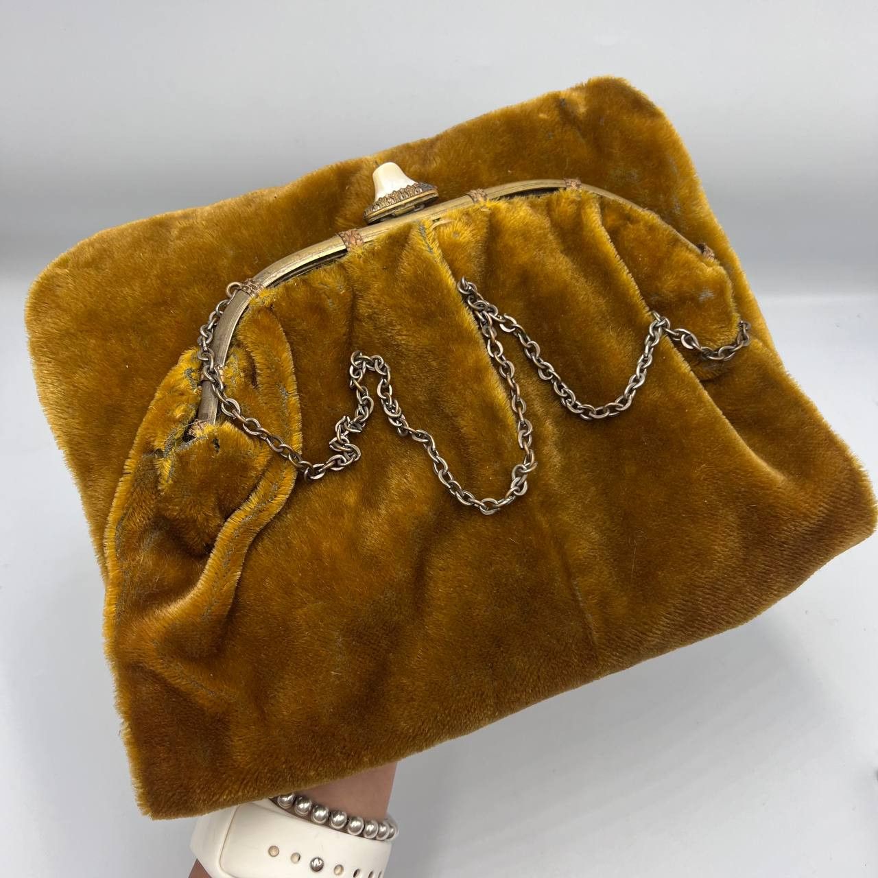 Vintage 1950's Vintage Evening Hand Bag Purce Button Nacre Brass Size ONE SIZE - 1 Thumbnail