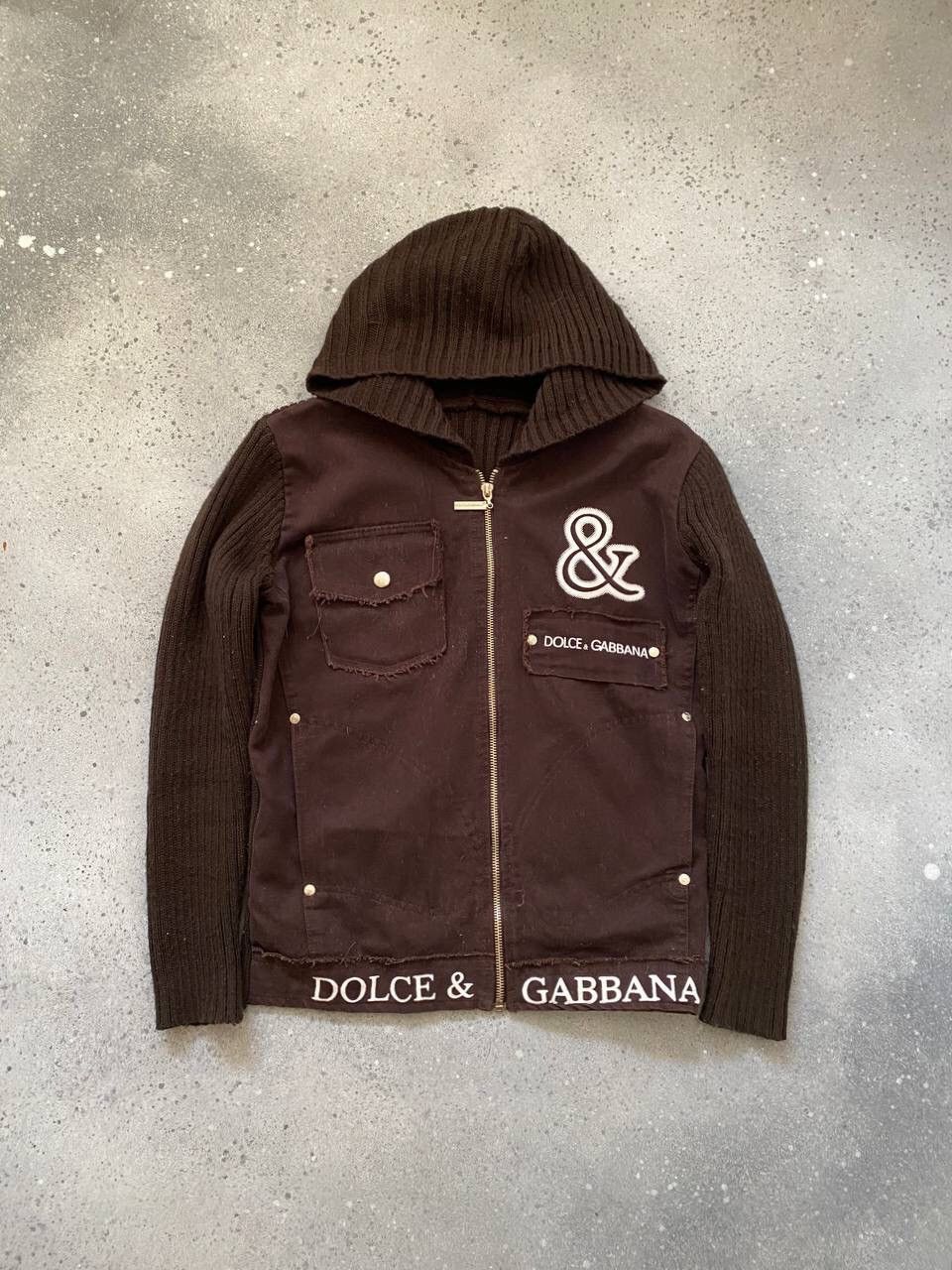 Dolce & Gabbana D&G Dolce & Gabbana Vintage Brown Knit Zip Sweatshirt Jacket Size M / US 6-8 / IT 42-44 - 1 Thumbnail