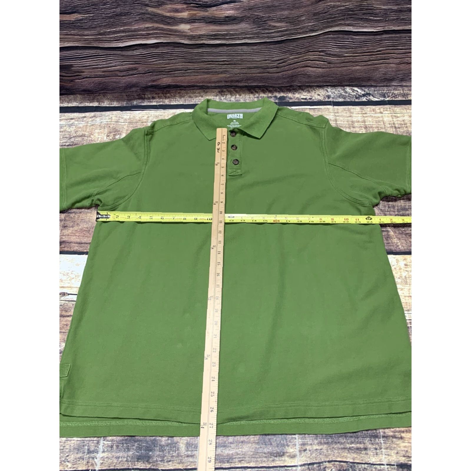 CO Duluth Trading Co Polo Shirt Men's Green XL 1/4 Button Short Sleeve Collared Regular Fit Vintage No Size US XL / EU 56 / 4 - 2 Thumbnail