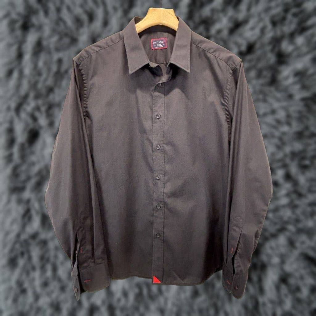 UNTUCKit UNTUCKit Mens Large Long Sleeve Black Cotton Button-Up Shirt Business Casual Formal Workwear Size US L / EU 52-54 / 3 - 1 Thumbnail
