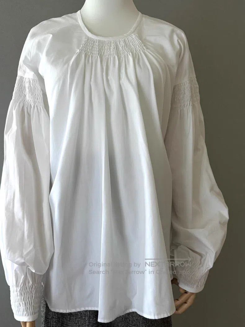 Dries Van Noten Dries Van Noten White Cotton Ruched Top Size M / US 6-8 / IT 42-44 - 1 Thumbnail
