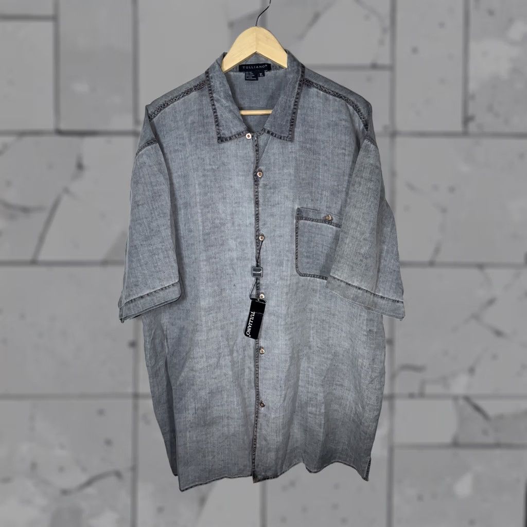 Vintage NWT Trulliano Silk Linen Blend Short Sleeve Button-Down Shirt Mens XL Gray Size US XL / EU 56 / 4 - 1 Thumbnail