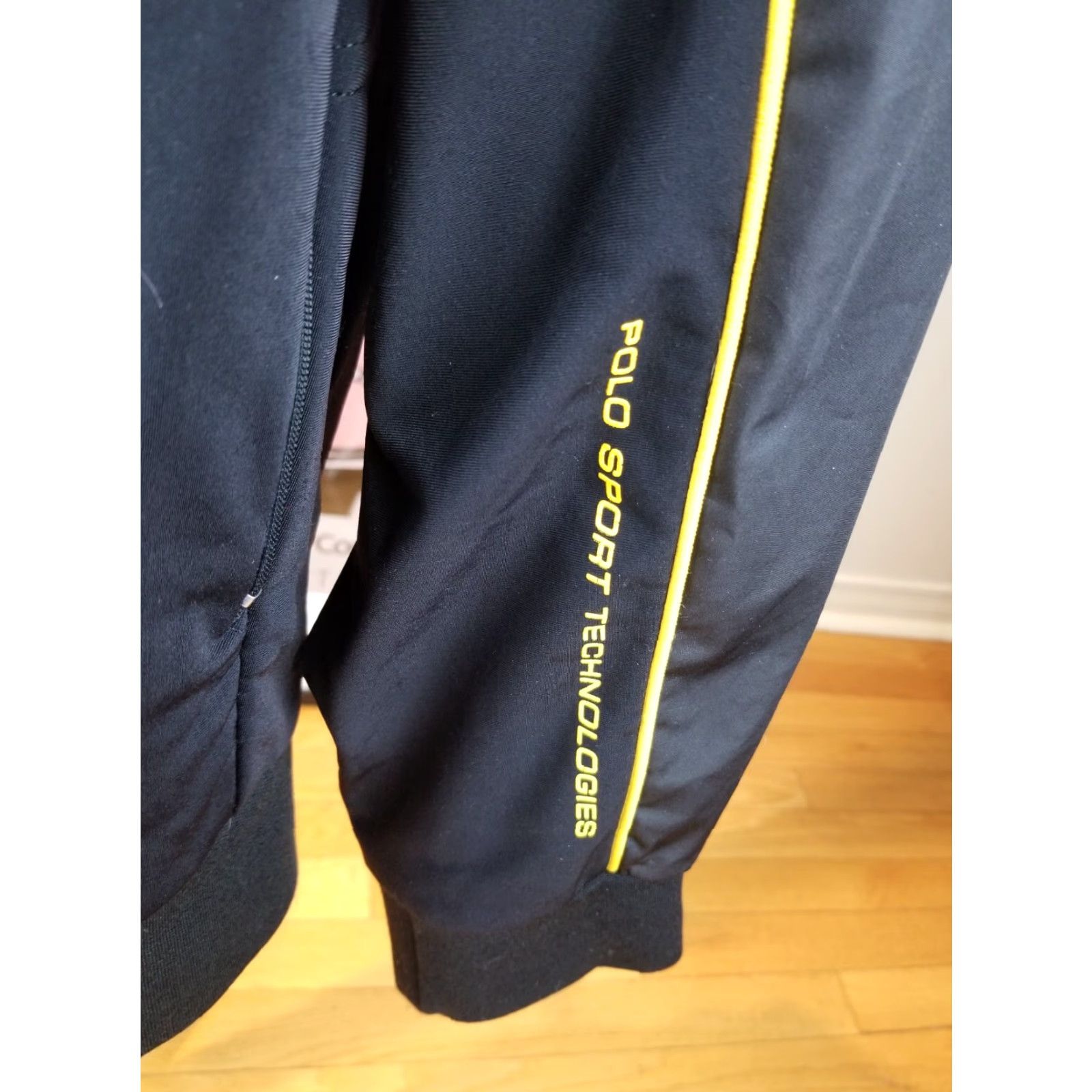 Ralph Lauren VINTAGE Polo Sport TRACK JACKET Ralph Lauren Men Black SZ Large Jacket Hooded Zip Cross Chest 23in Neck to Cuff 31in Top to Bottom 26in Size US L / EU 52-54 / 3 - 3 Thumbnail