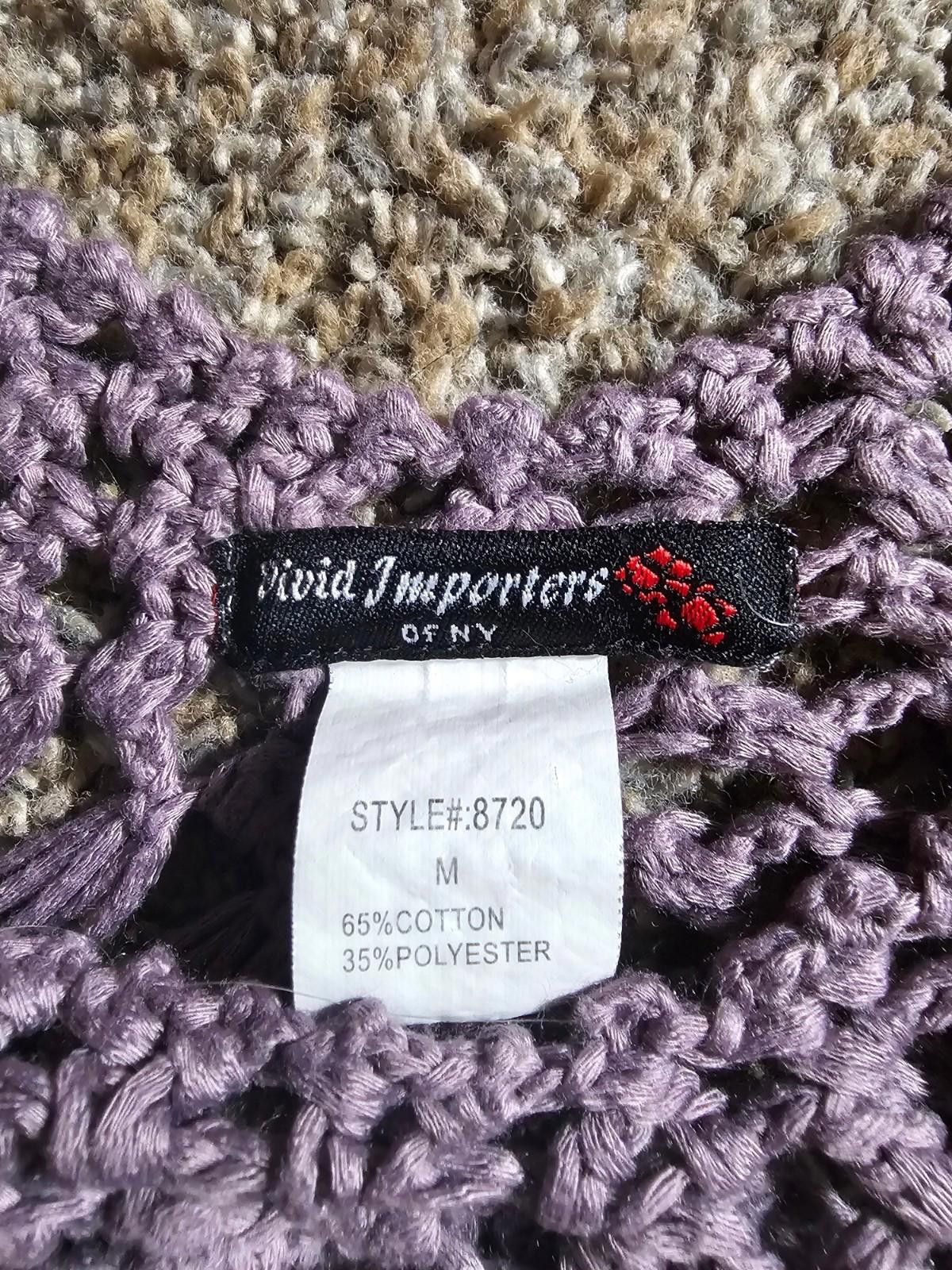 Designer Vivid Importers NY Laven Western Boho Crocheted Purple Top M Size M / US 6-8 / IT 42-44 - 4 Thumbnail