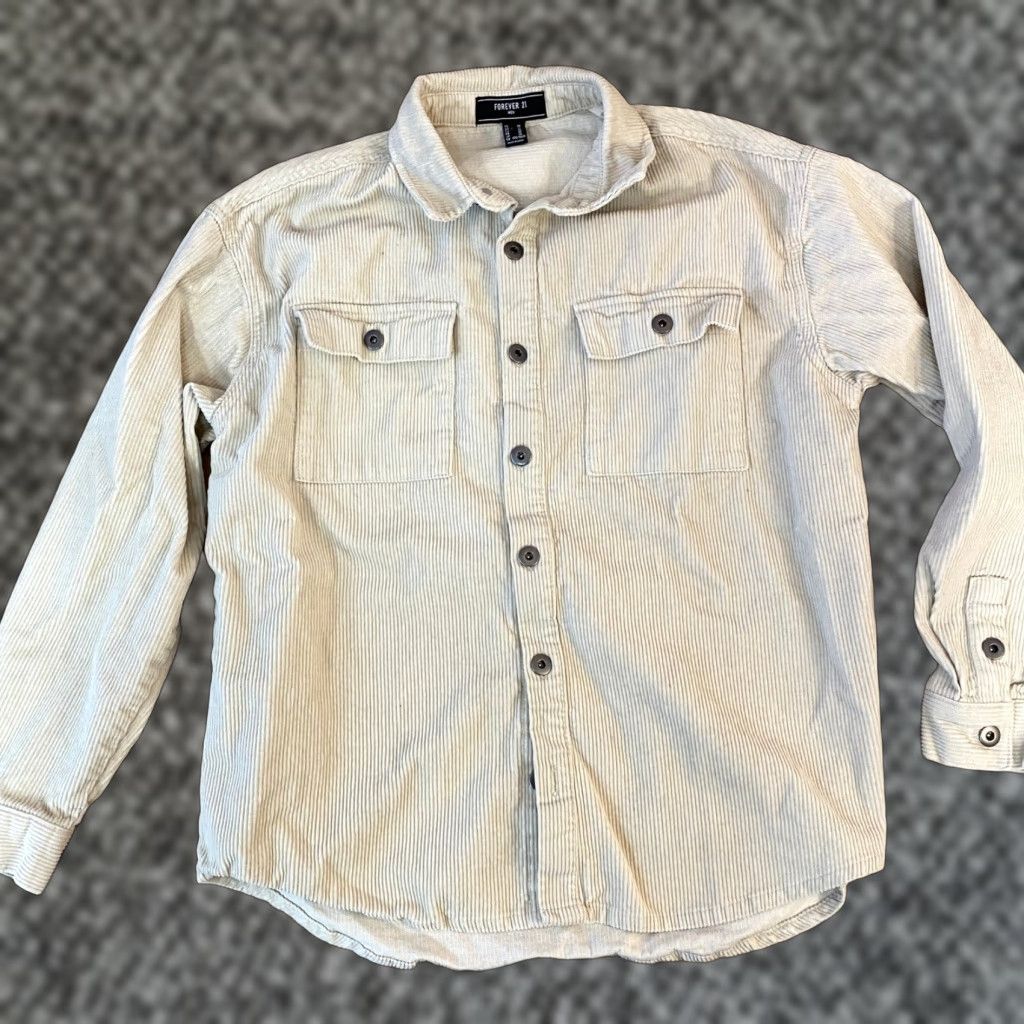 Forever 21 Forever 21 Corduroy Button Down Work Shirt Mens Medium Long Sleeve Beige Size US M / EU 48-50 / 2 - 1 Thumbnail