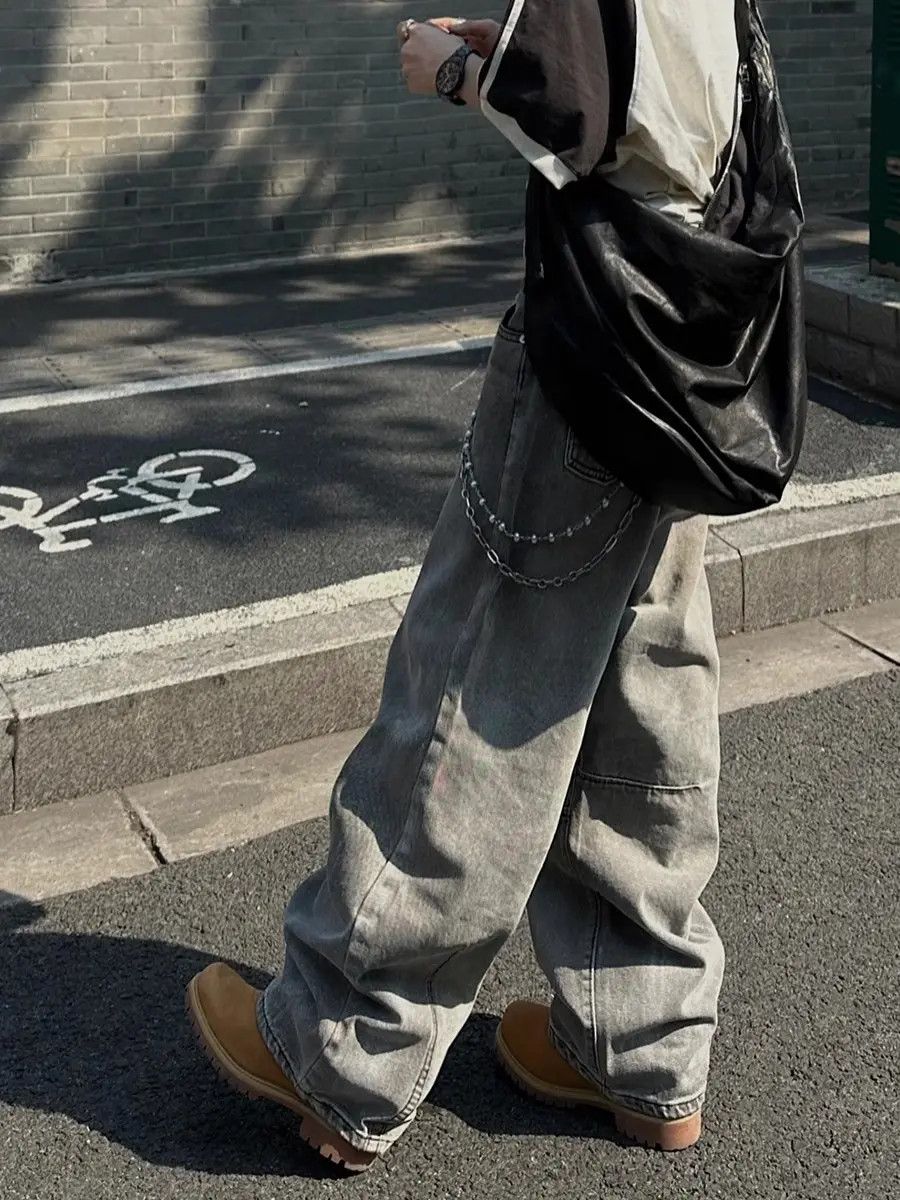 Japanese Brand × Jean Loose straight leg washed denim jeans Vintage Design Size US 32 / EU 48 - 2 Thumbnail