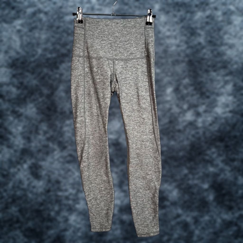 Lululemon Lululemon Womens 4 Grey High-Waisted Leggings With Lace-Up Back Detail Leggings Womens 4 Grey Athleisure Yoga Hiking Fitness Size 27" / US 4 / IT 40 - 1 Thumbnail
