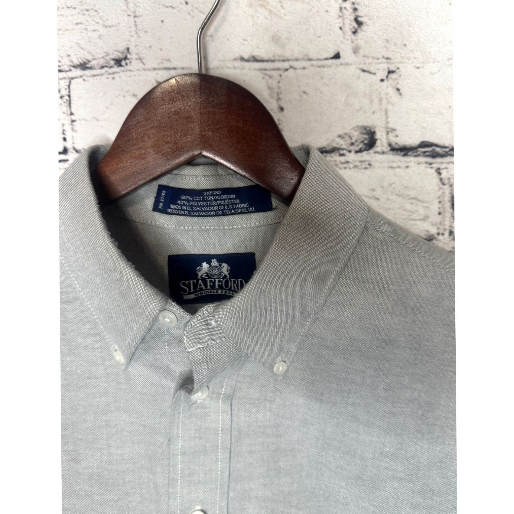 Stafford Stafford Dress Shirt Gray Long Sleeve Button-Down XL Mens Non-Iron Pockets Classic Collar Button-Up Size US XL / EU 56 / 4 - 3 Thumbnail