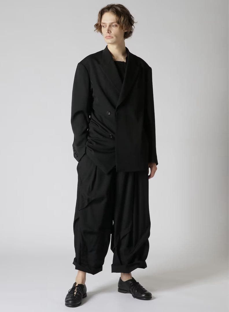 Yohji Yamamoto Yohji Yamamoto Pour Homme Wool Thick Wide Random Tuck Pants Size US 34 / EU 50 - 1 Thumbnail