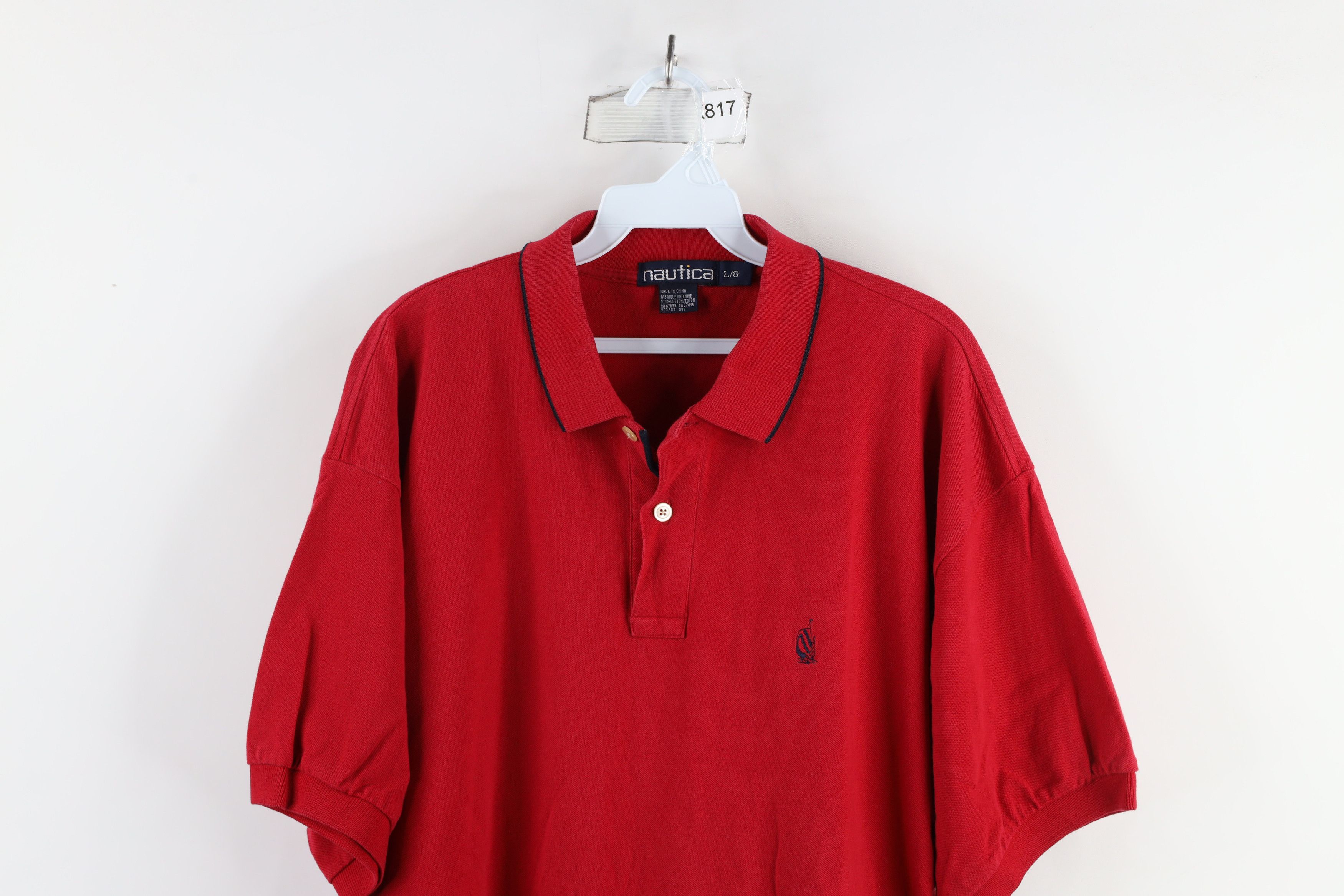 Nautica × Vintage Vintage 90s Nautica Sailboat Collared Golf Polo Shirt Red Size US L / EU 52-54 / 3 - 2 Thumbnail