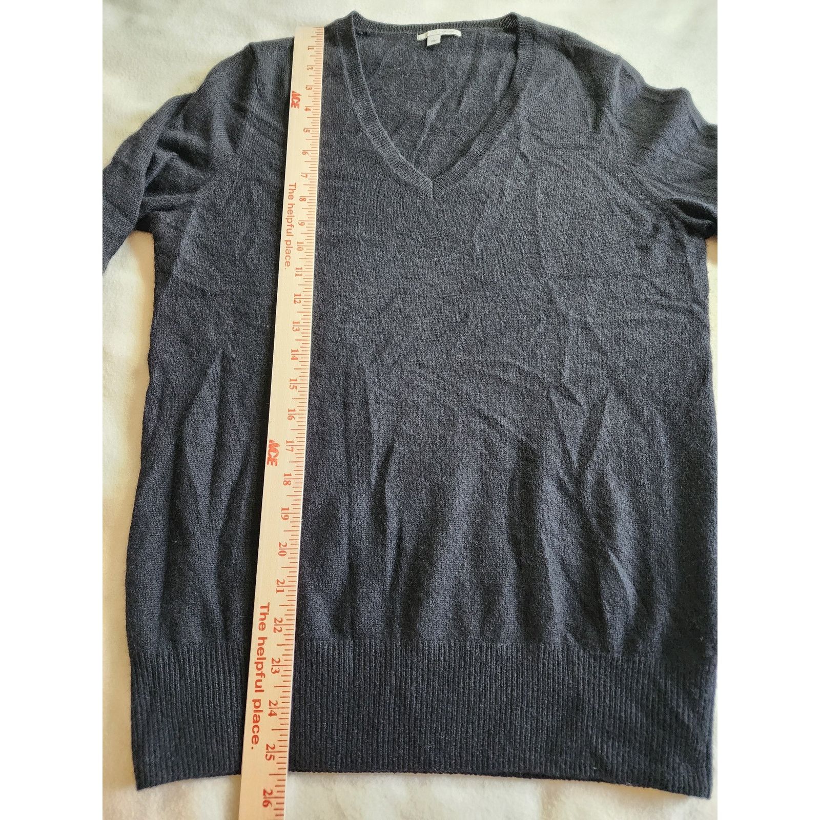 Nordstrom Halogen 100% Cashmere V-Neck Sweater Black Large Luxury Soft Size L / US 10 / IT 46 - 6 Thumbnail