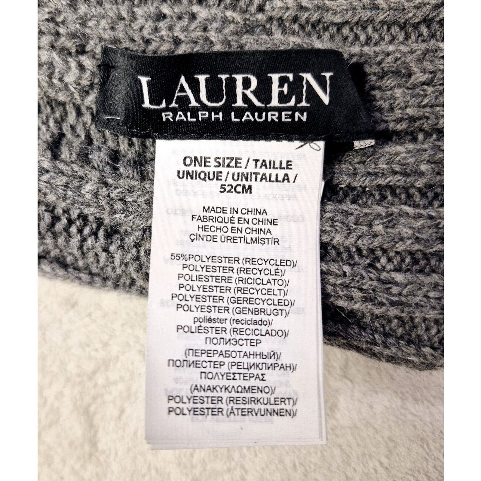 Lauren Ralph Lauren Ralph Lauren Knit Pom Beanie Logo Crest Cuff Hat Gray OSFM Size ONE SIZE - 7 Thumbnail