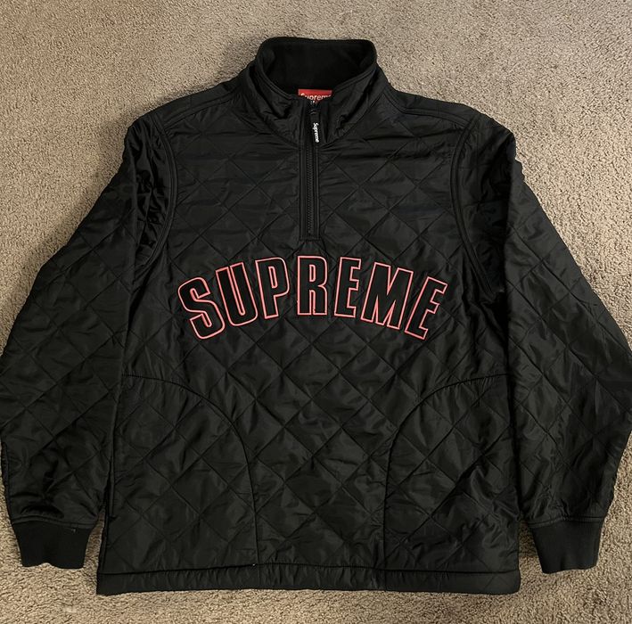 Supreme Arc Logo Quilted Half Zip Pullover SS17 Grailed