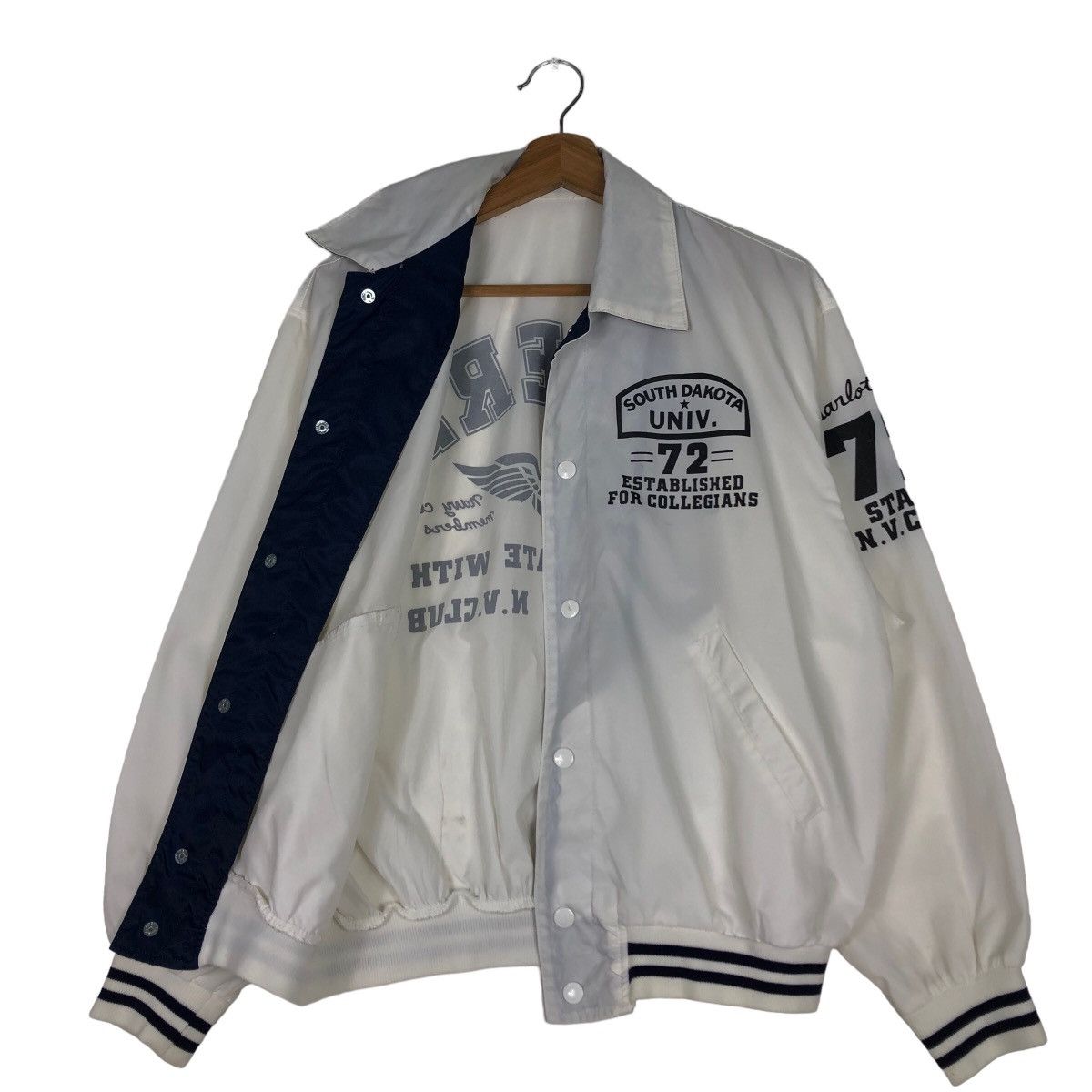 Japanese Brand 🔥Vintage Bomber Jacket Satin Riders South Dakota Univ USA Size US M / EU 48-50 / 2 - 9 Thumbnail