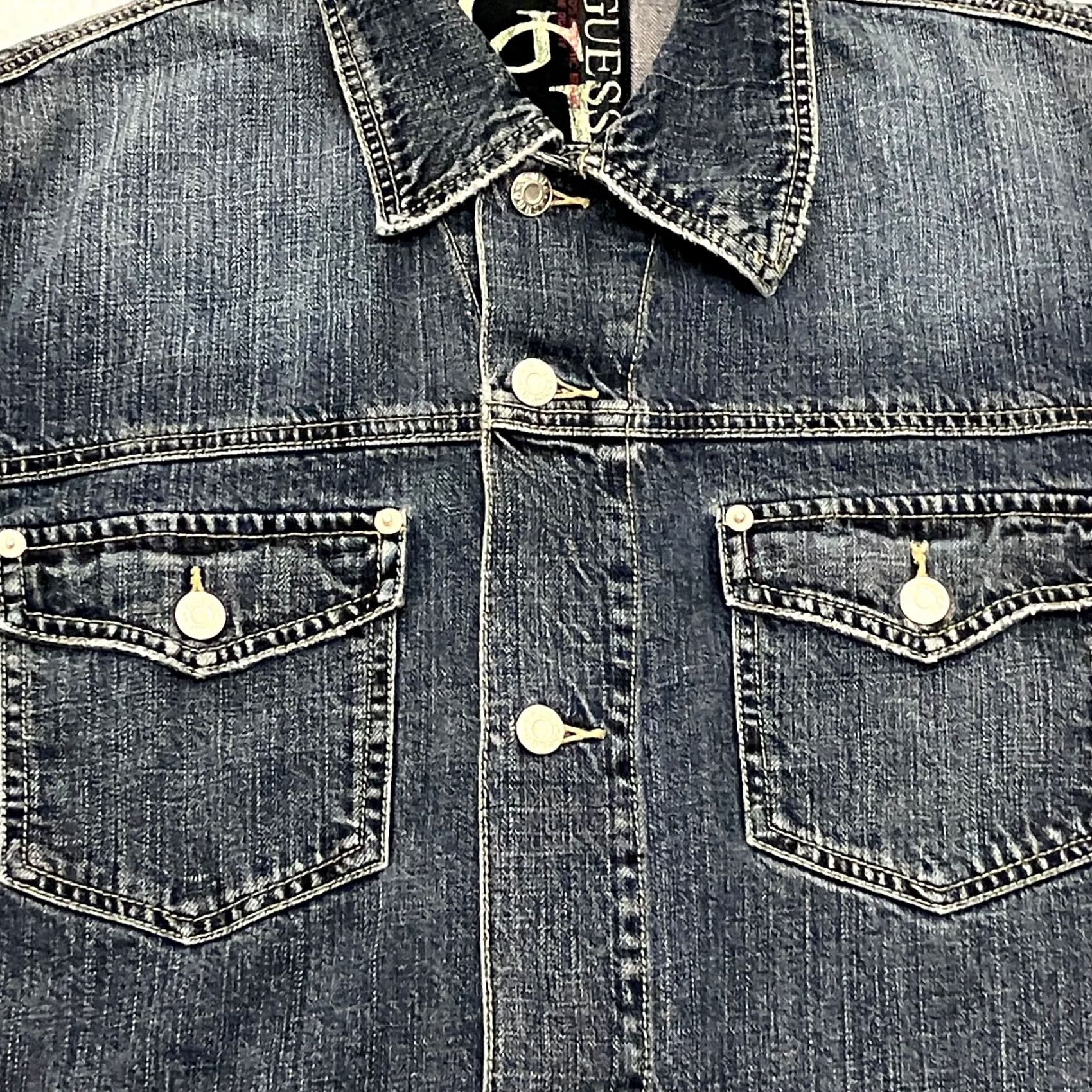 Guess Guess Jacket Mens XL Blue Denim Slim Fit Trucker Jean Y2K Size US 36 / EU 52 - 2 Thumbnail