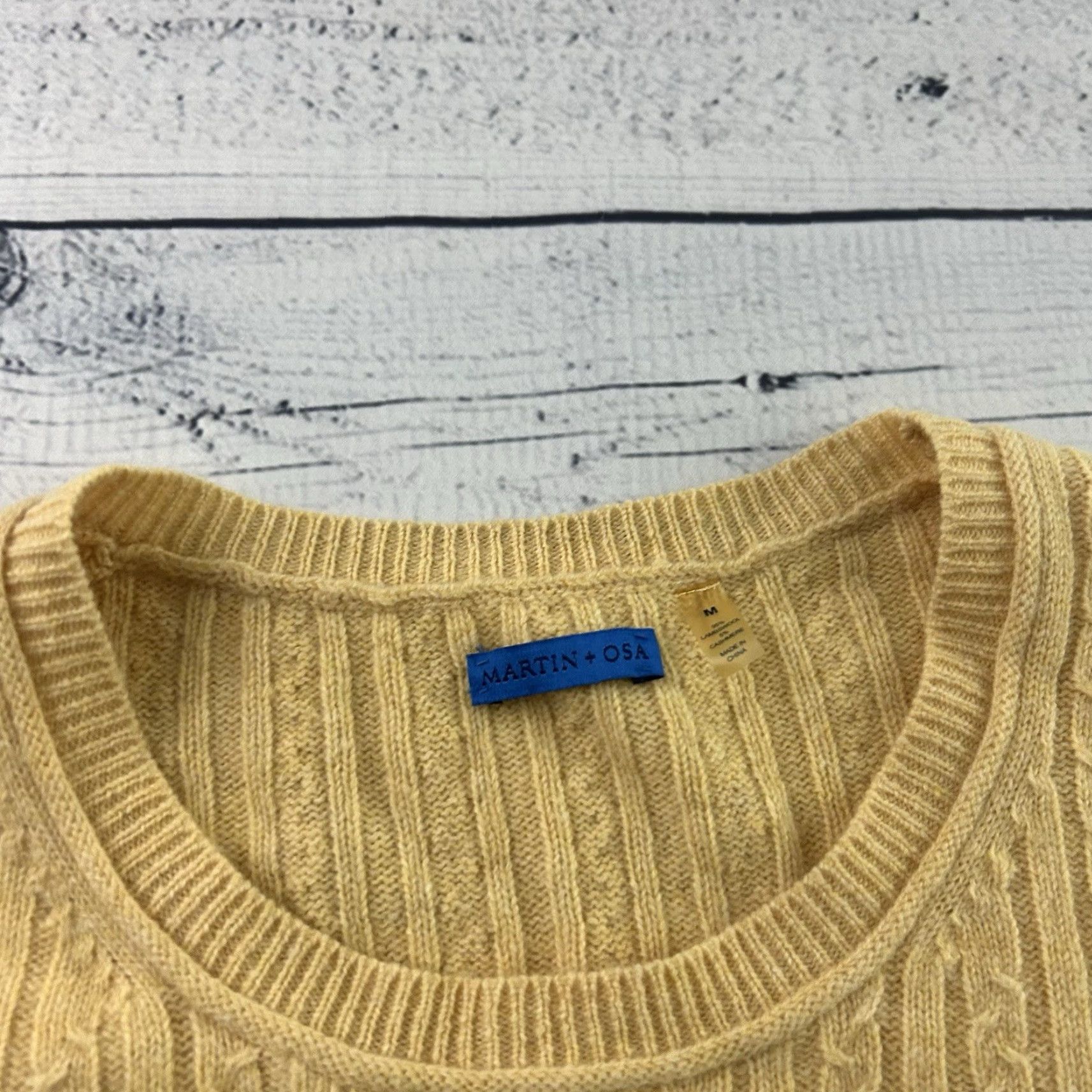 Vintage Martin + Osa Sweater Women's Cable-Knit Cashmere Lambswool Yellow M Pullover Knit Top Damens? Size M / US 6-8 / IT 42-44 - 2 Thumbnail