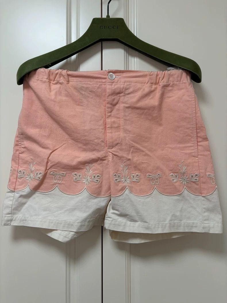 Gucci GucciPink stitching beige bamboo knot yarn all-cotton short Size 25" / US 0 / IT 36 - 1 Thumbnail