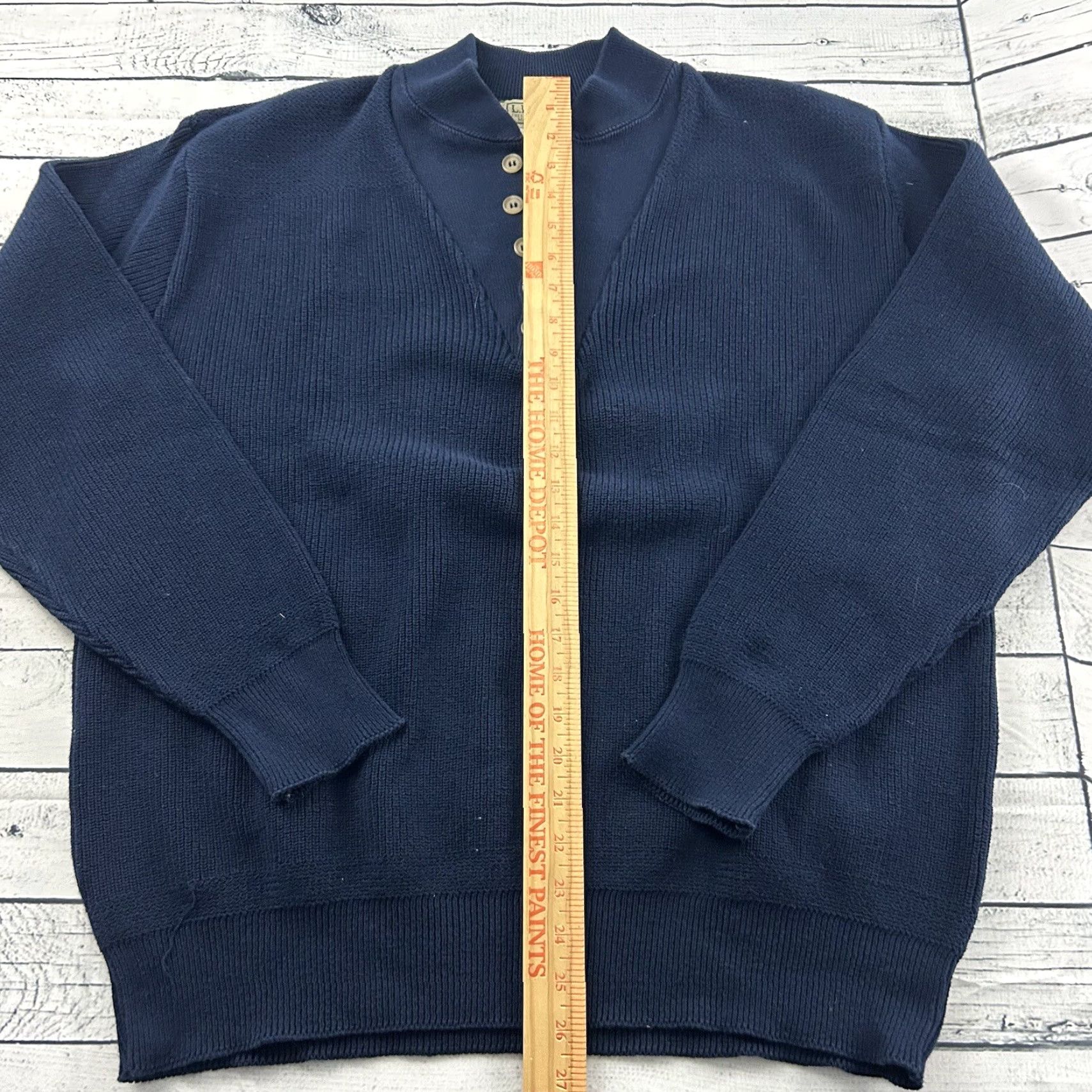 Vintage VINTAGE L.L. Bean Sweater Pullover Knit Cotton Mens XL Blue M made in USA Size US XL / EU 56 / 4 - 3 Thumbnail