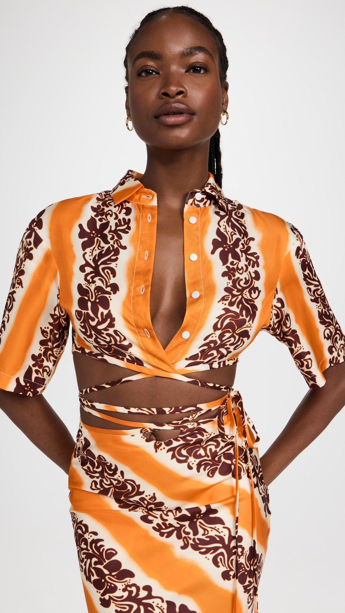 Christopher Esber Hibiscus Short Sleeve Crop Tie Shirt Size XS / US 0-2 / IT 36-38 - 3 Thumbnail