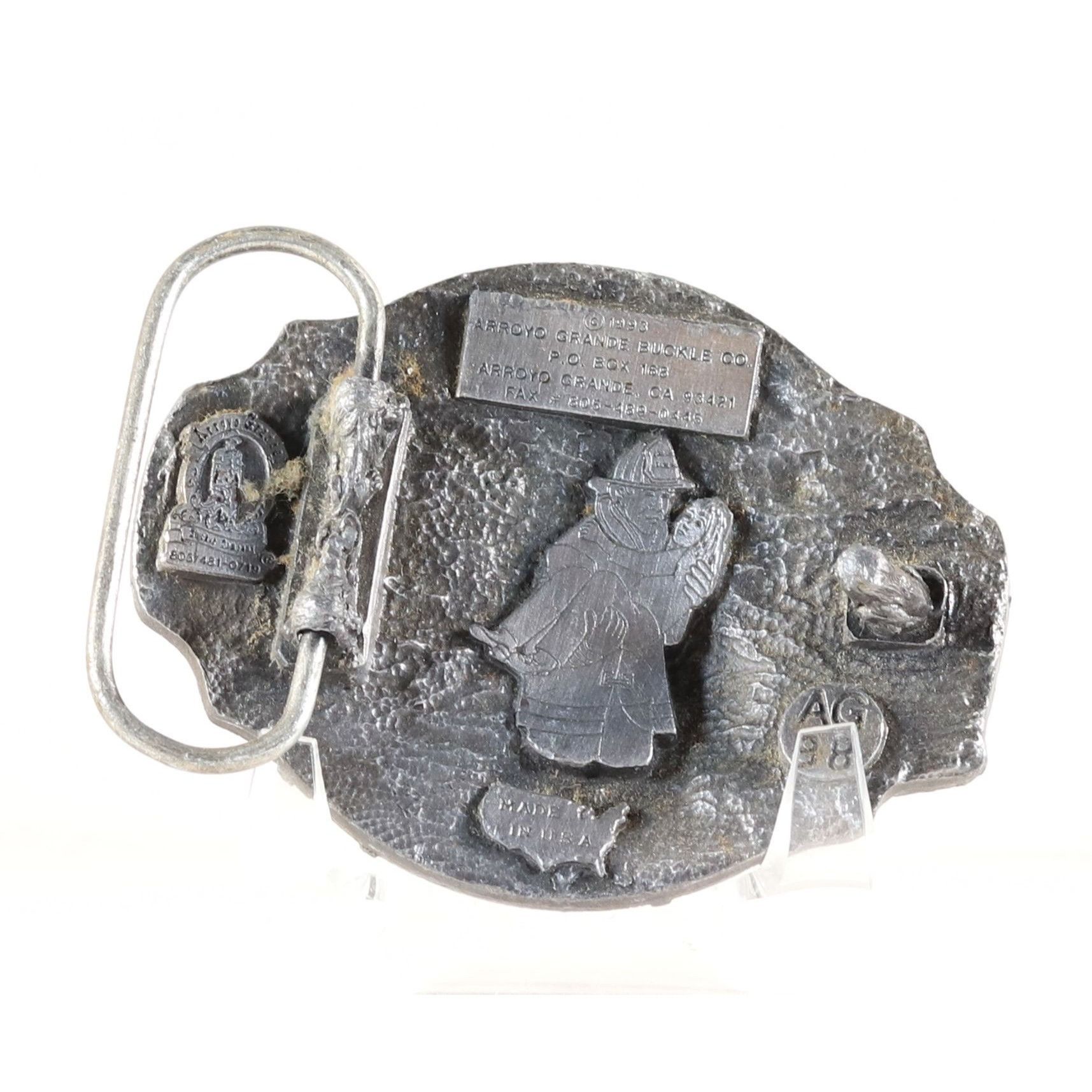 Vintage Fire Fighter Belt Buckle Vintage Pewter Metal Buckle 1993 US Size ONE SIZE - 3 Thumbnail