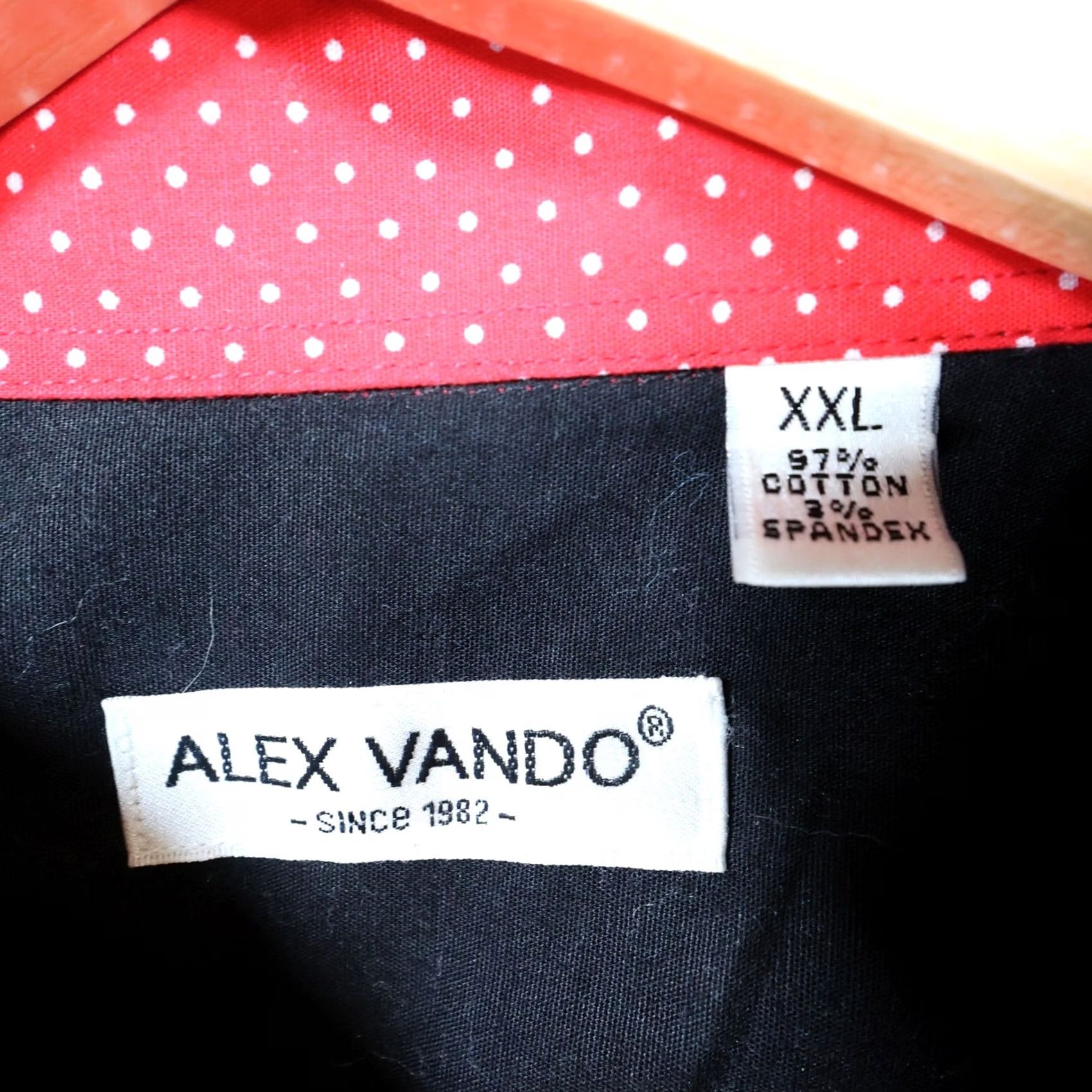 Vintage Alex Vando Button Down Shirt Mens XXL Black Trim Red Buttons Polka Dot Size US XXL / EU 58 / 5 - 8 Thumbnail