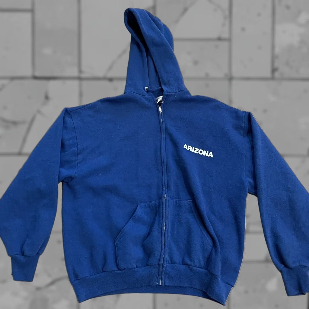 Vintage AriZona Hooded Jacket Blue Cotton Blend Mens Large Vintage Size US L / EU 52-54 / 3 - 1 Thumbnail