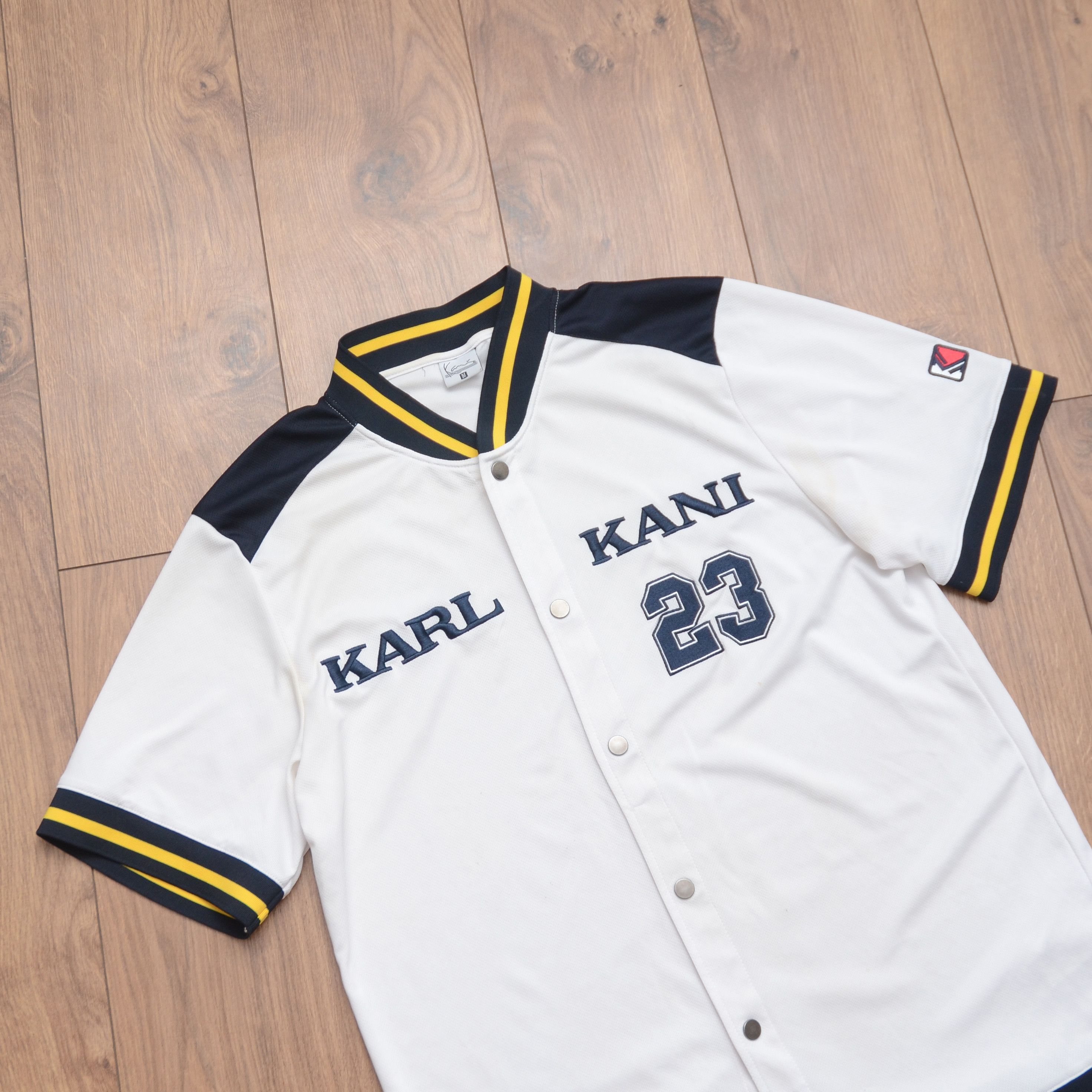 Karl Kani Karl Kani Striped Big Logo Jersey Size M White Hip-Hop Y2K Size US M / EU 48-50 / 2 - 7 Thumbnail