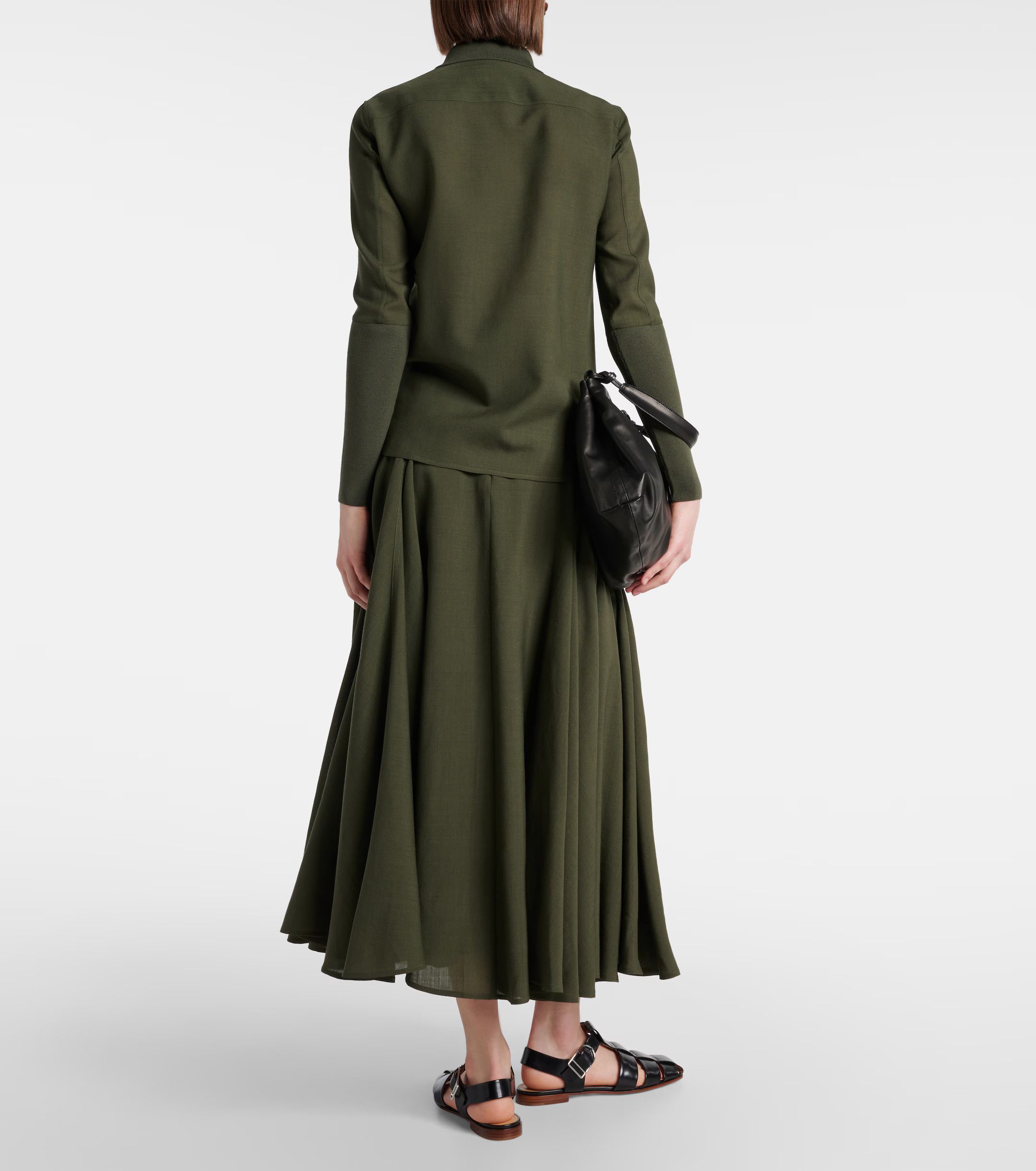 Loro Piana o1srvl11e0125 FAN6978 Leela Breeze Wool Shirt in Green Size M / US 6-8 / IT 42-44 - 3 Thumbnail