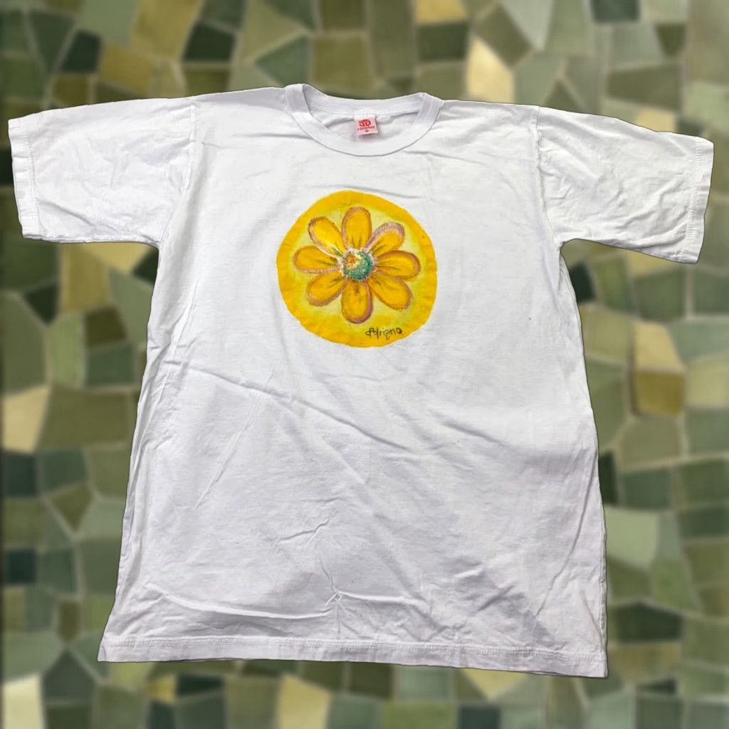 Vintage J Quieroz Shirt Mens Medium White Artist Wearable Art Yellow Flower Brazil Size US M / EU 48-50 / 2 - 1 Thumbnail
