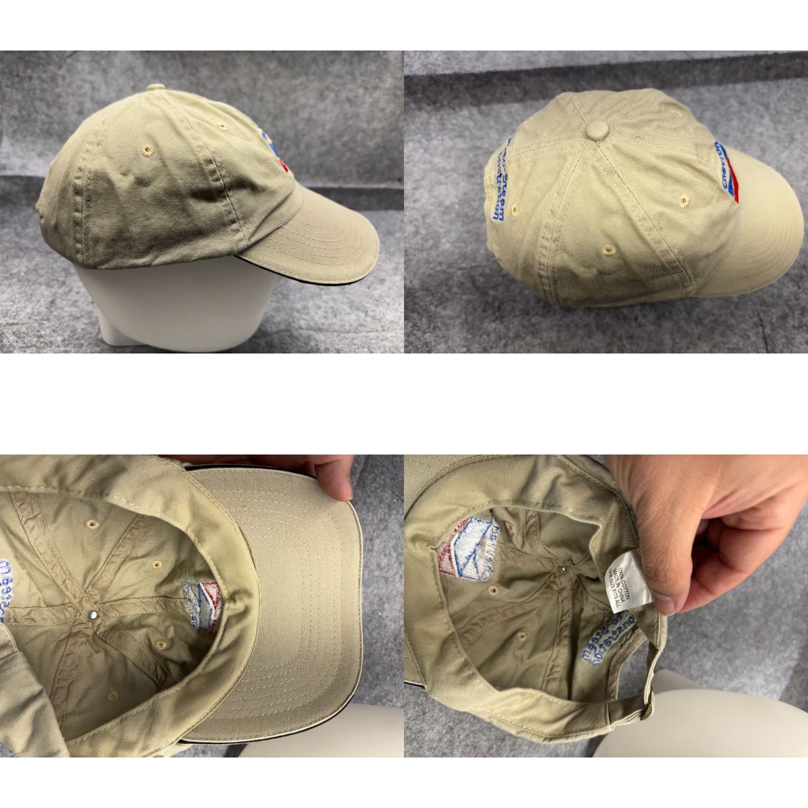 Vintage Chevron Hat Cap Snap Back Adult One Size Beige Cotton Twill Baseball Cap Adjustable Men Casual Size ONE SIZE - 8 Thumbnail