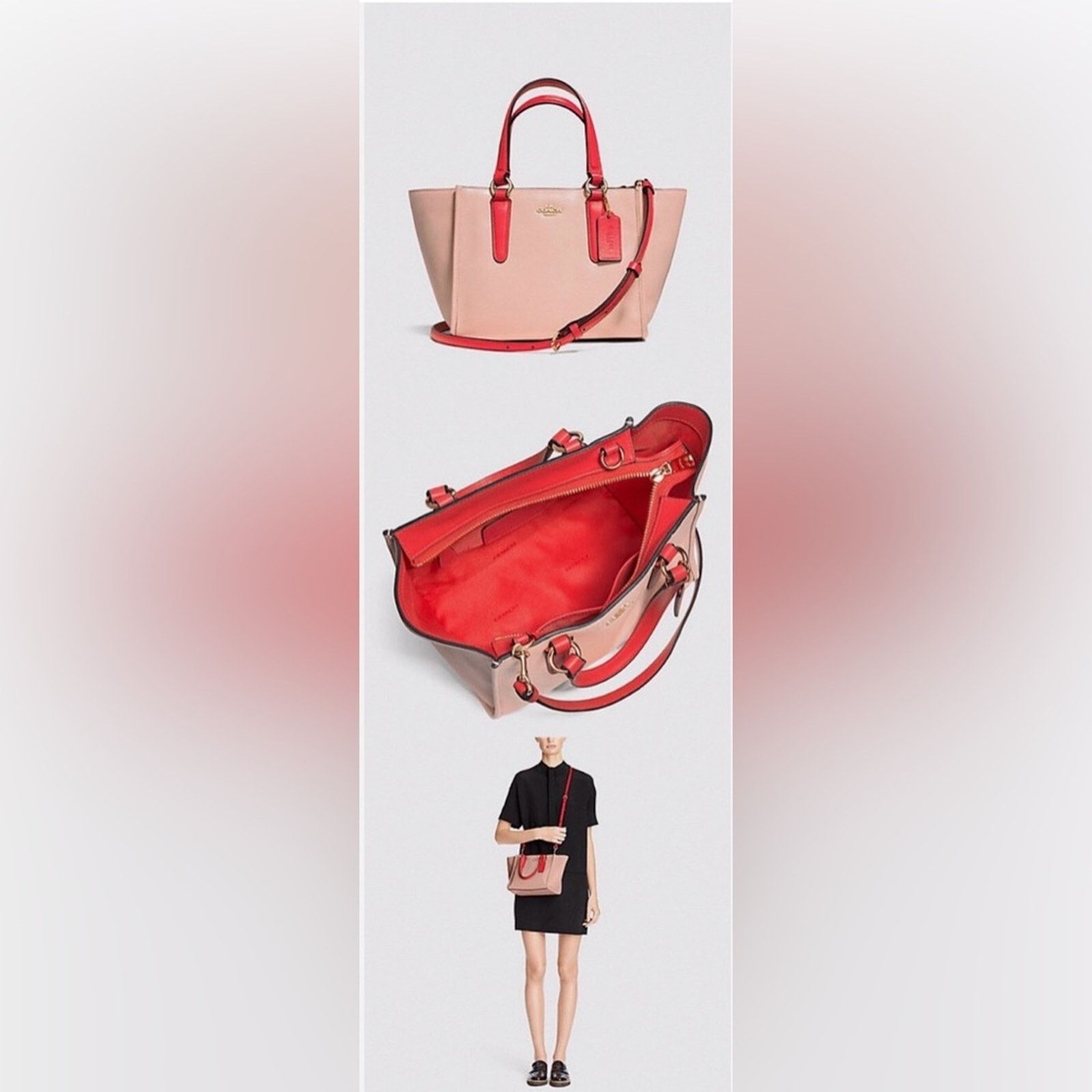 Coach Coach Mini Crosby Carryall 2 Tone Apricot/Coral Leather Size ONE SIZE - 15 Thumbnail