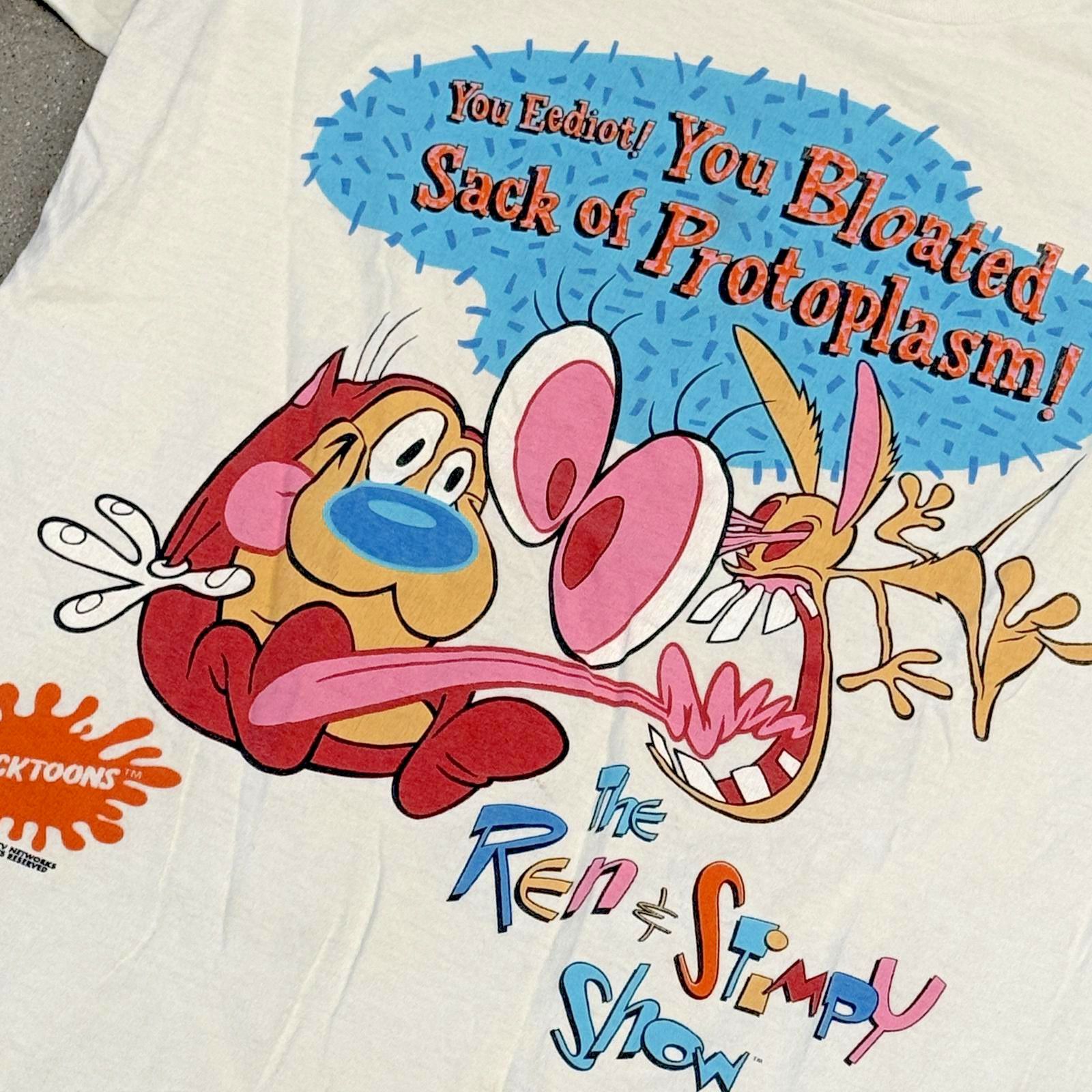 Nickelodeon Vtg 1991 Ren & Stimpy Mens L Deadstock Nickelodeon Sun Tag Size US L / EU 52-54 / 3 - 4 Thumbnail