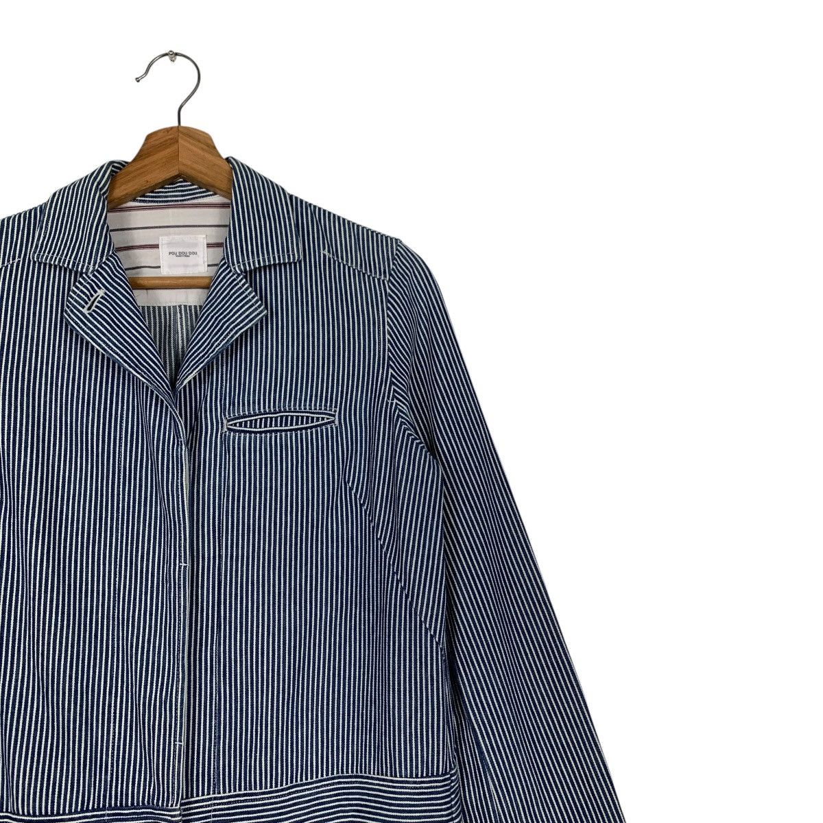 Japanese Brand POU DOU DOU Hickory Striped Long Coat #2327-C104 Size M / US 6-8 / IT 42-44 - 6 Thumbnail