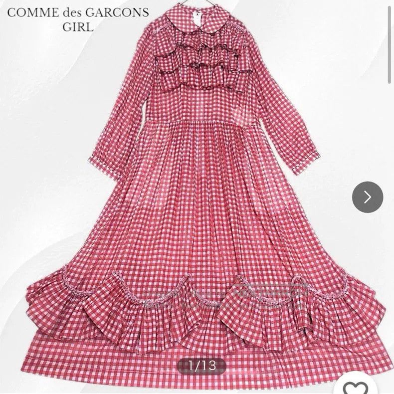 Comme des Garcons Comme Des Garcons Red vintage checkered lace trimmed dress Size XS / US 0-2 / IT 36-38 - 1 Thumbnail